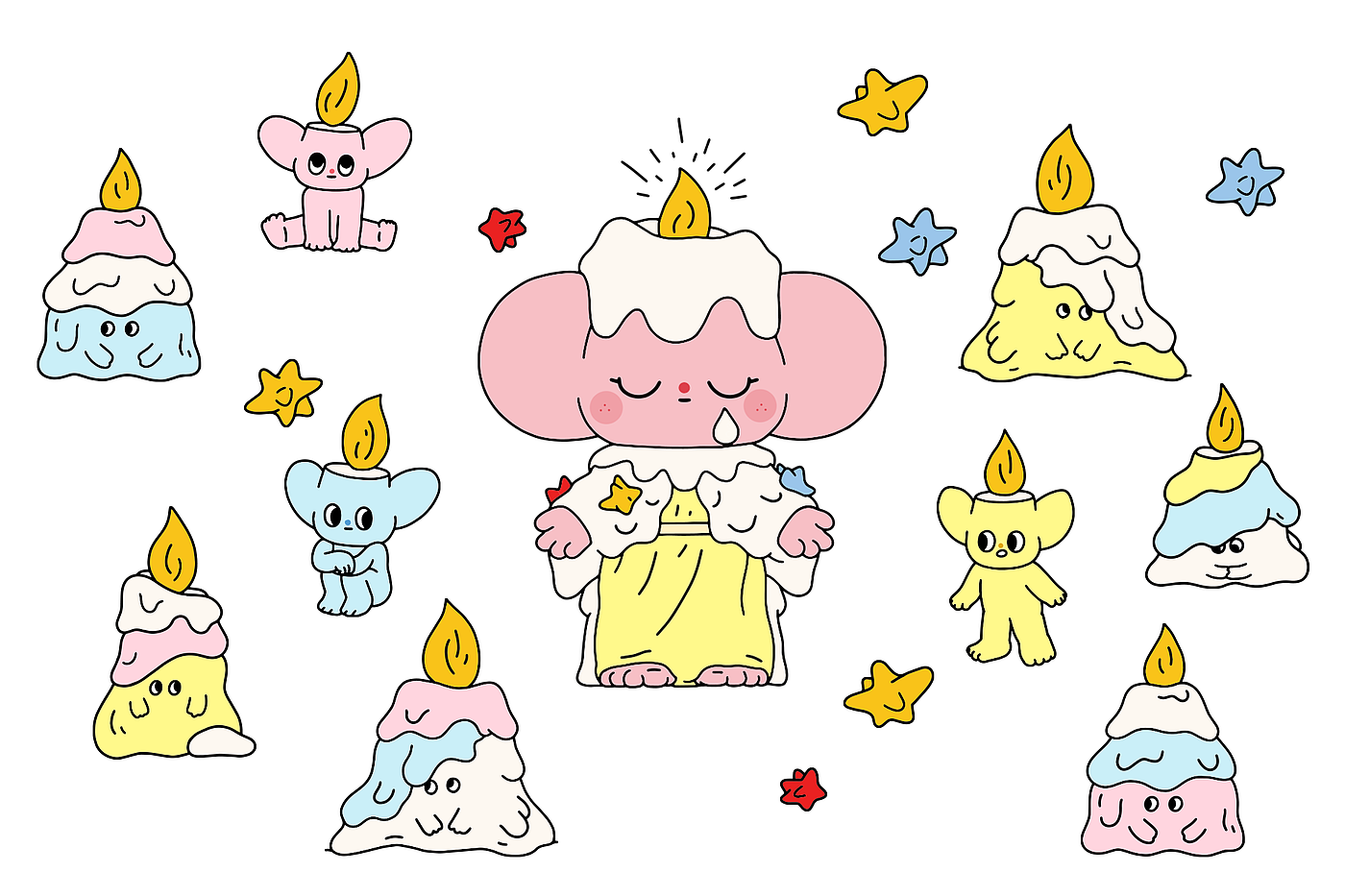 Character Candle，Role design，candle，Cartoon，Mobile phone shell，