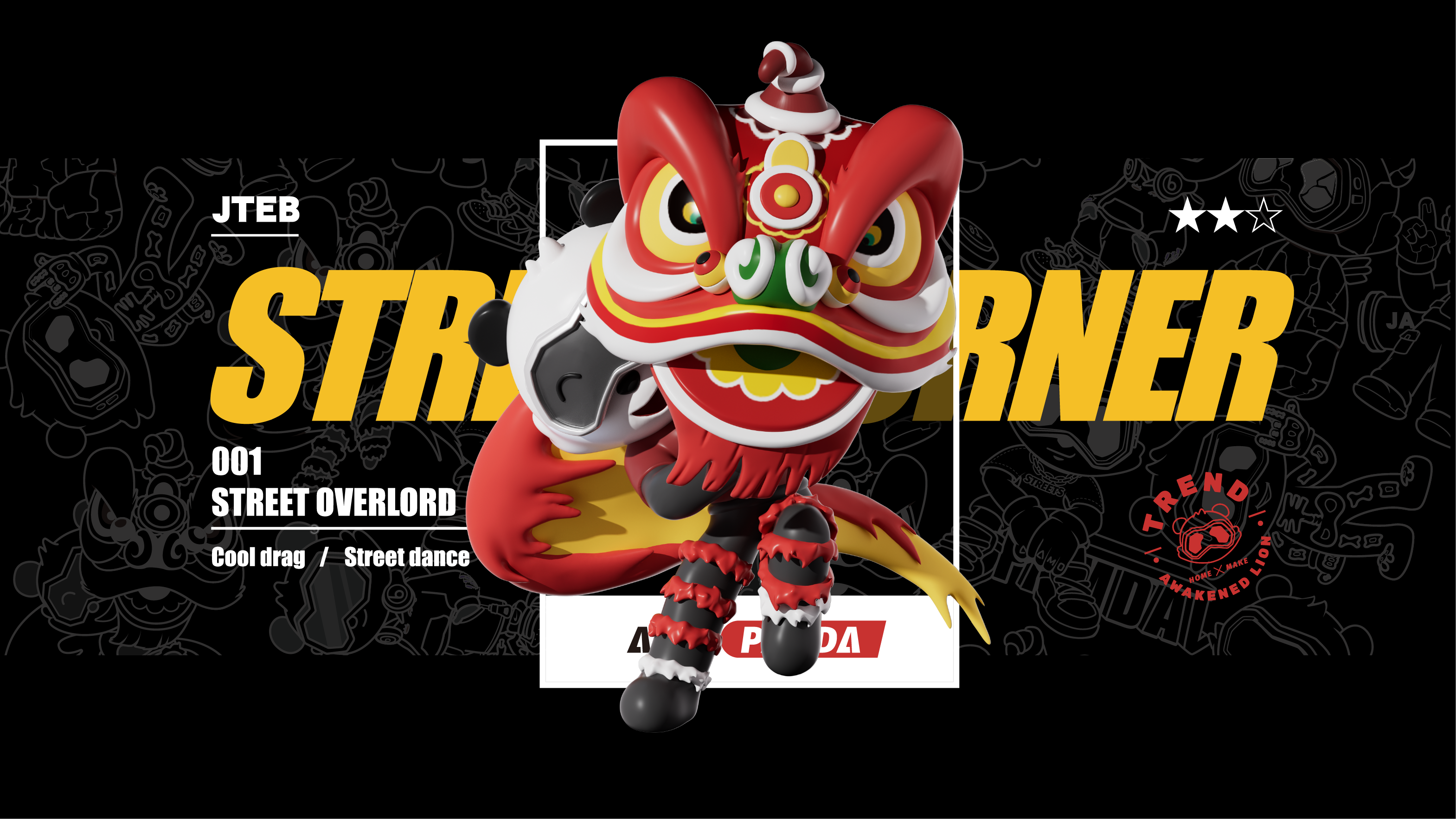 Tide play，Panda IP，IP Design，Trendy design，mascot design ，Toys，Toy design，industrial design，