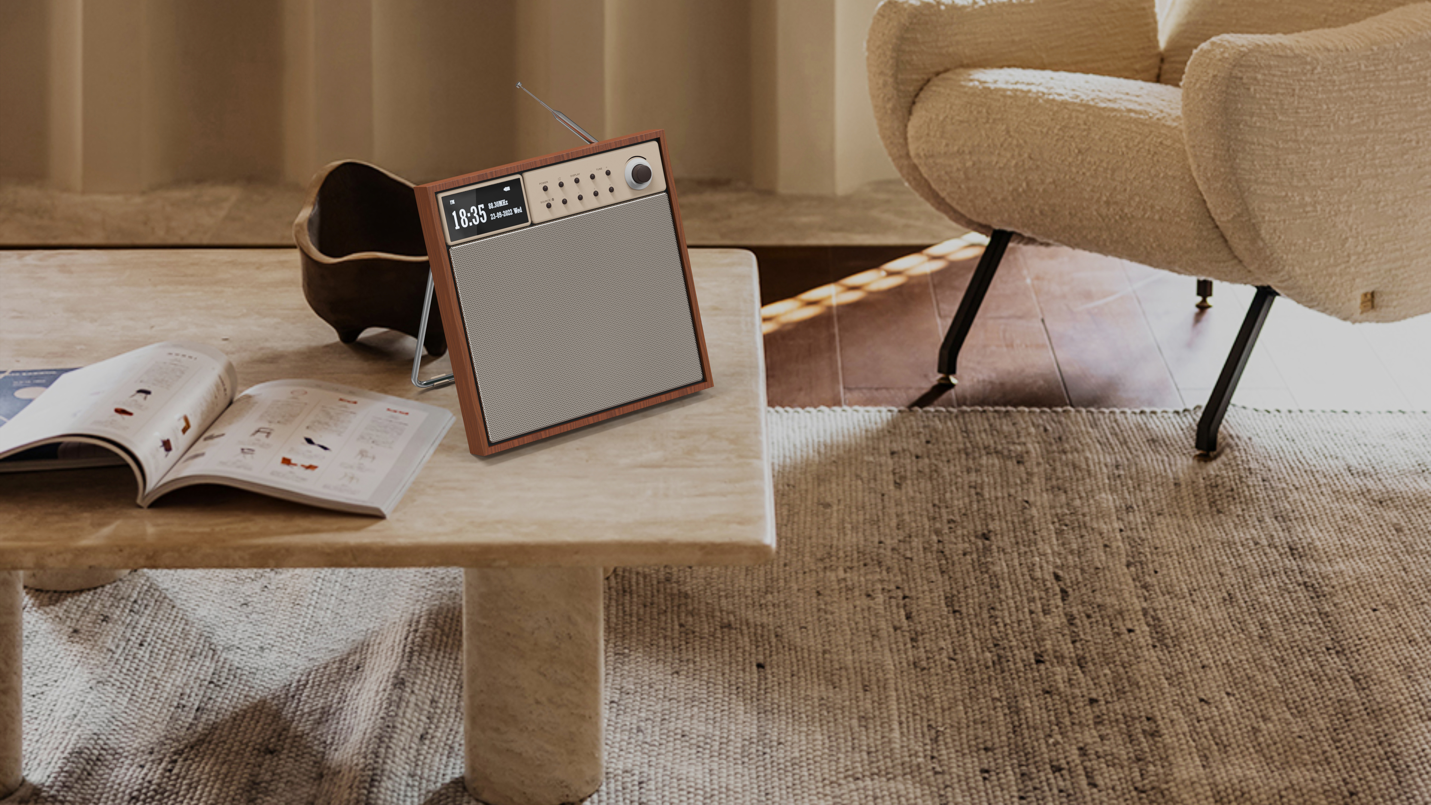 Bluetooth Speaker ，Retro style，radio，display，Cherry wood，Photo frame，Pure wind，