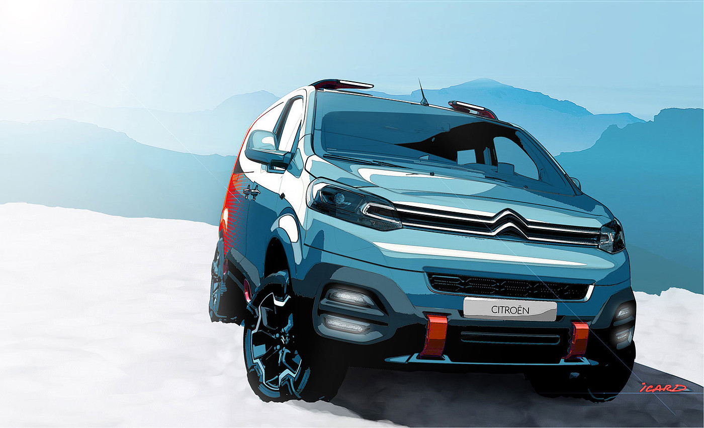 industrial design，product design，Citroen，Concept hand drawing，automobile，mpv，