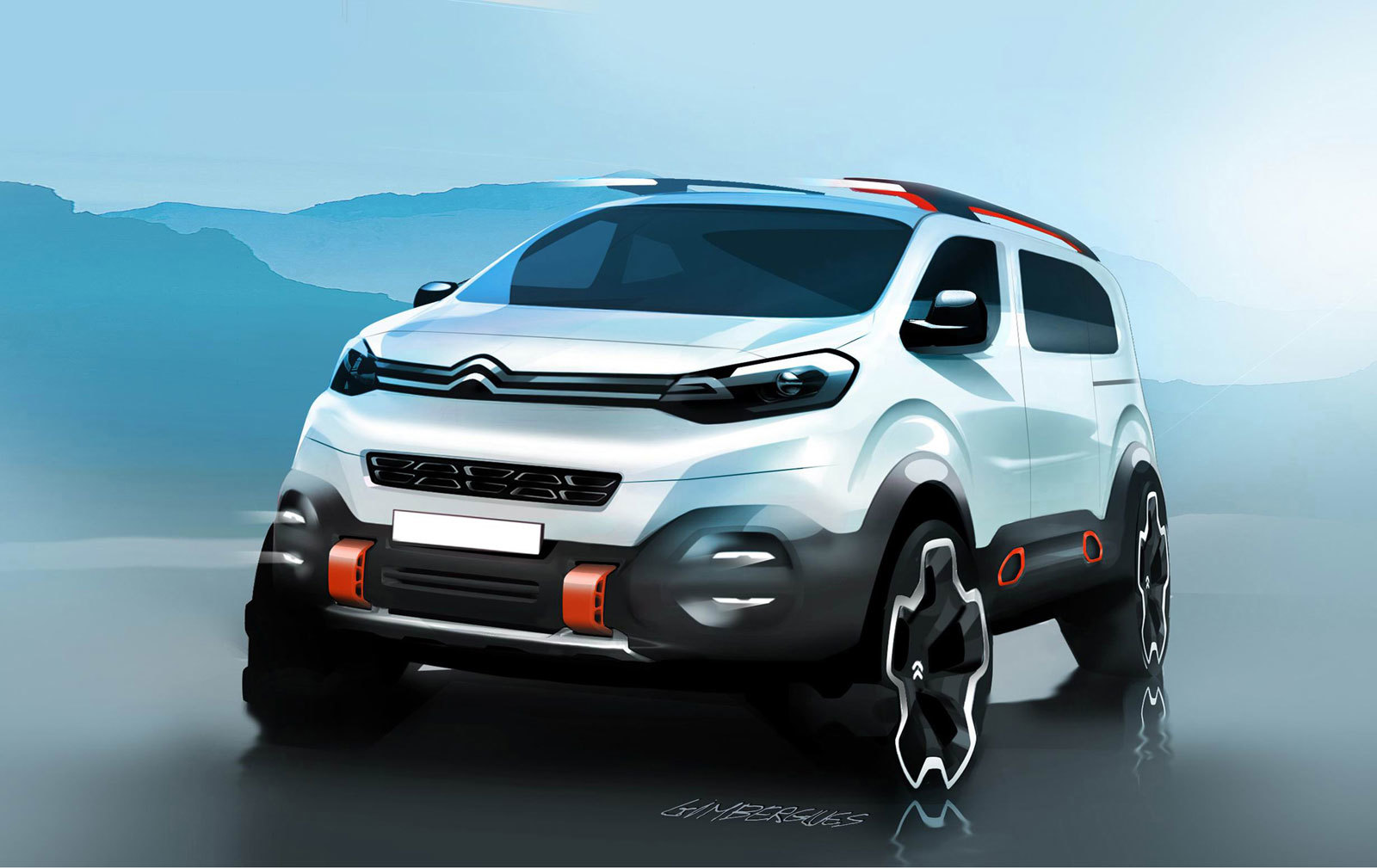 industrial design，product design，Citroen，Concept hand drawing，automobile，mpv，