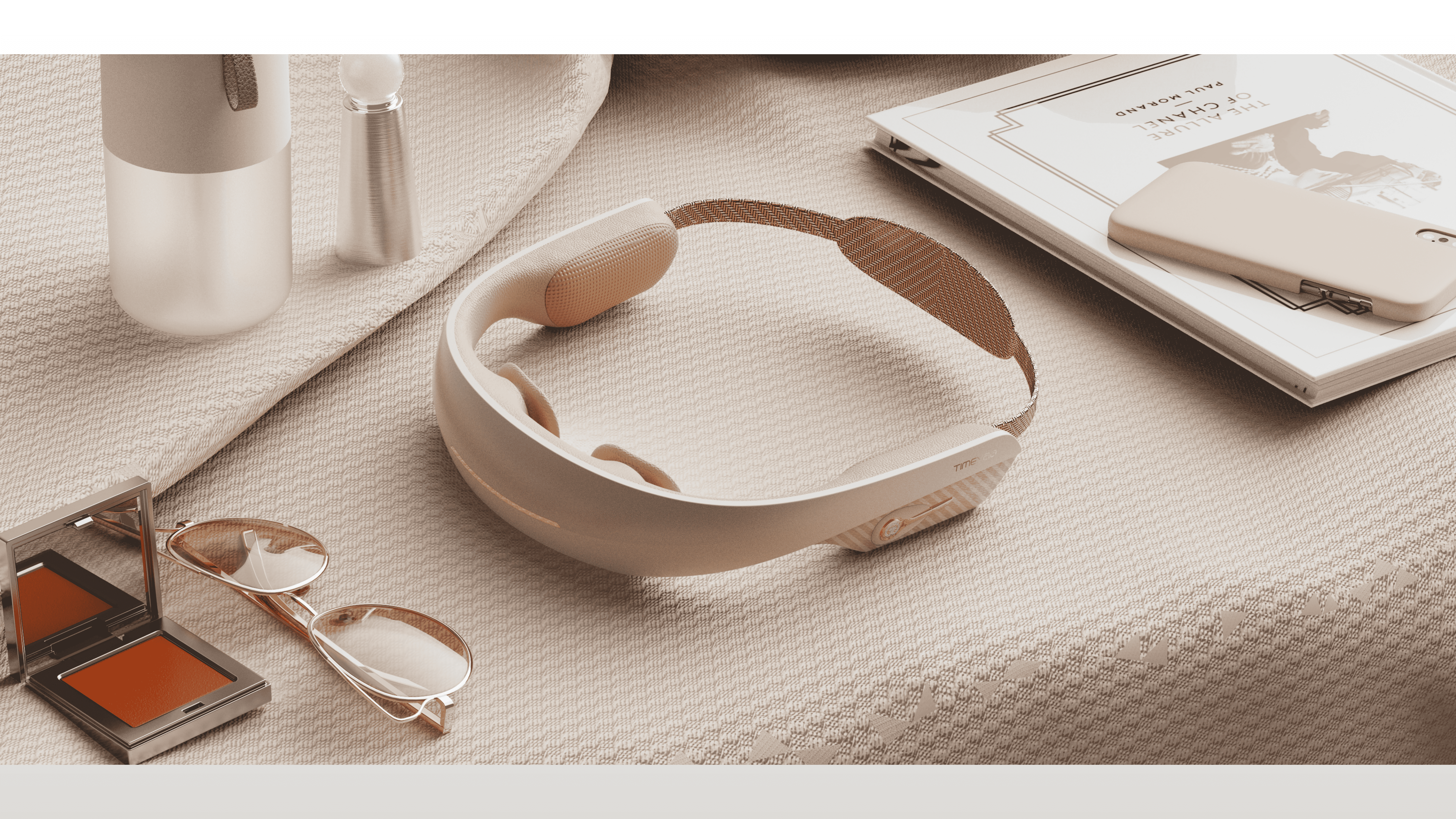 Bone conduction，headset，Headwear，Massage apparatus，Render，Wearing diagram，Bone conduction，headset，Headwear，Massage apparatus，Render，Wearing diagram，