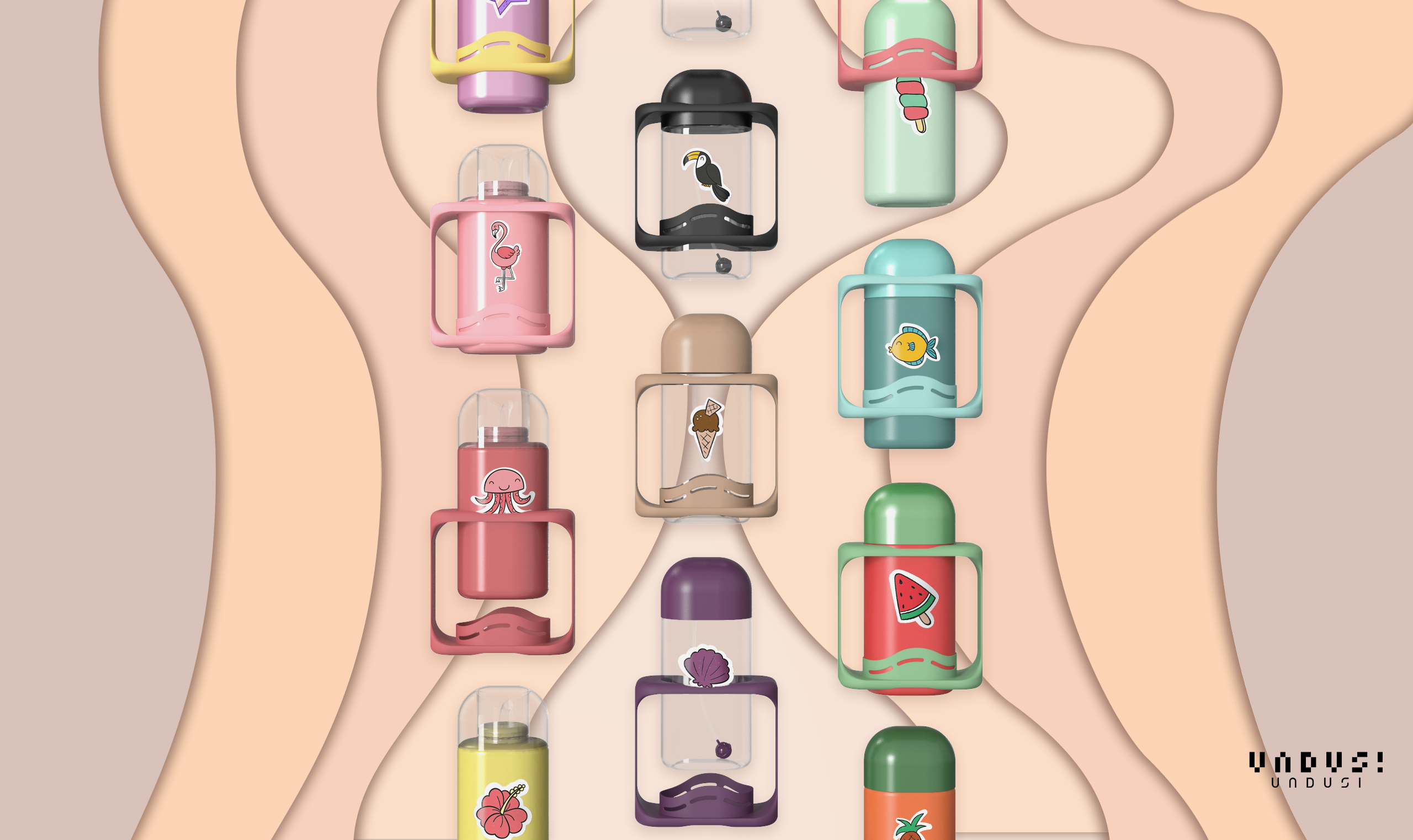 modeling，Render，Water cup，Free combination，