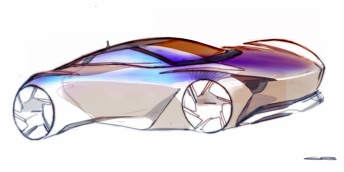 Sketch Drawing，Digital Illustration，Concept car，Automobile design，Ubee ，