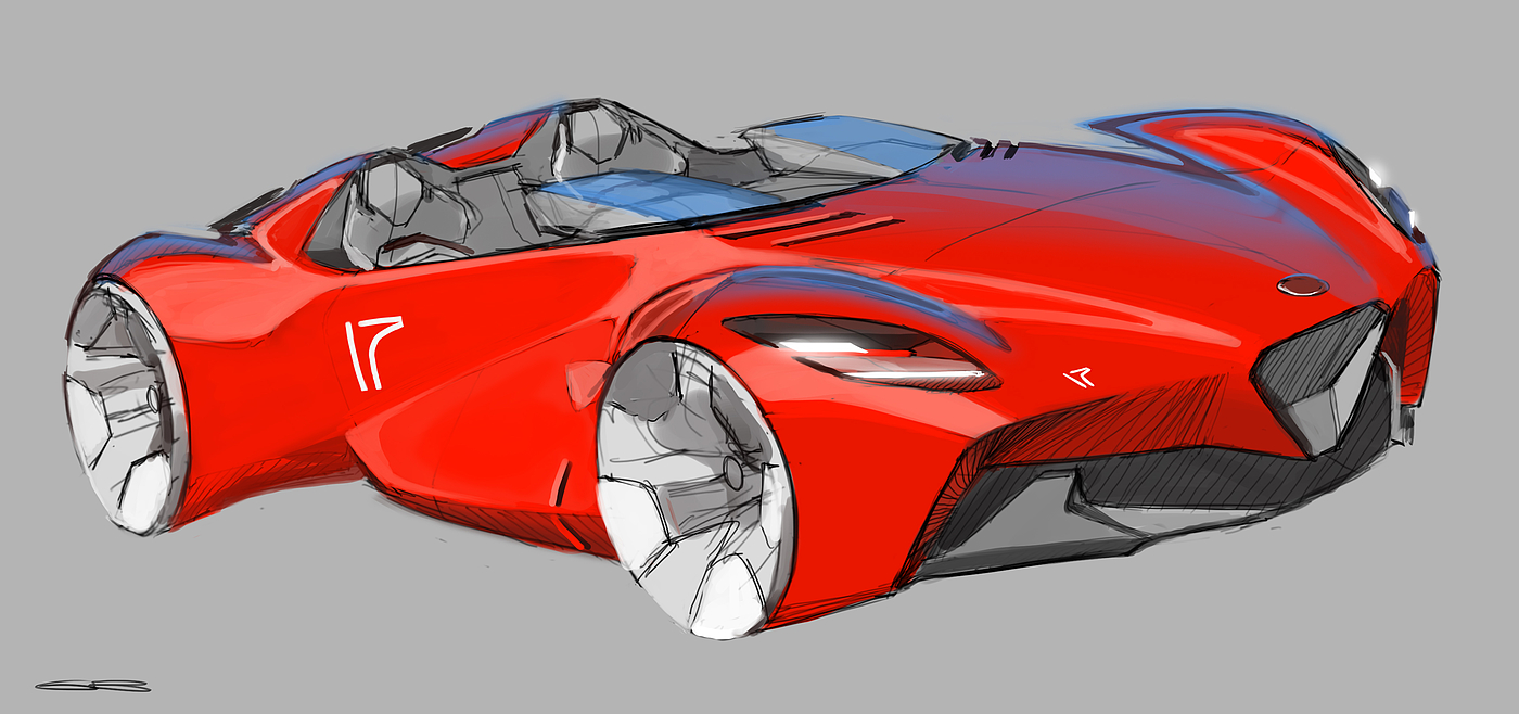 Sketch Drawing，Digital Illustration，Concept car，Automobile design，Ubee ，