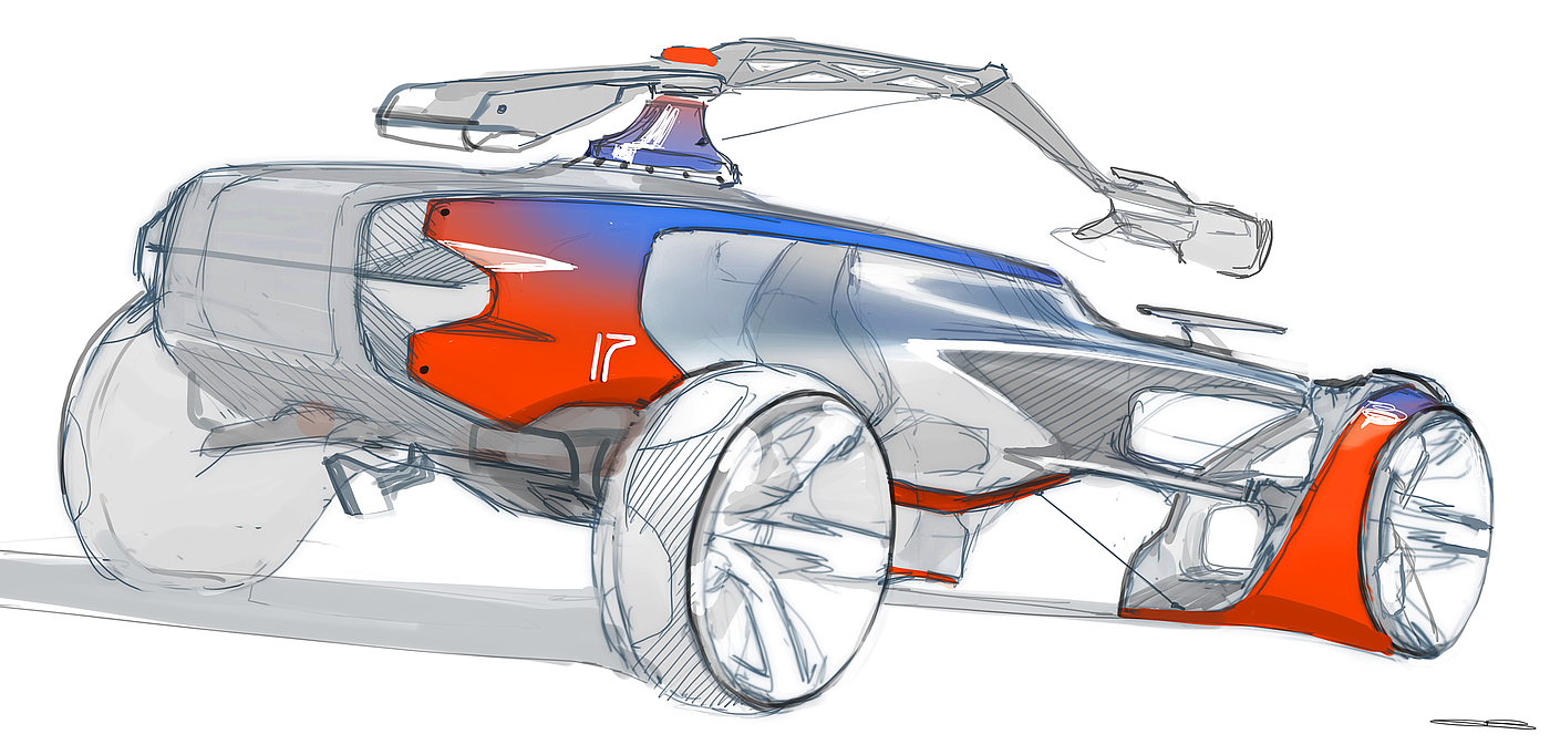 Sketch Drawing，Digital Illustration，Concept car，Automobile design，Ubee ，