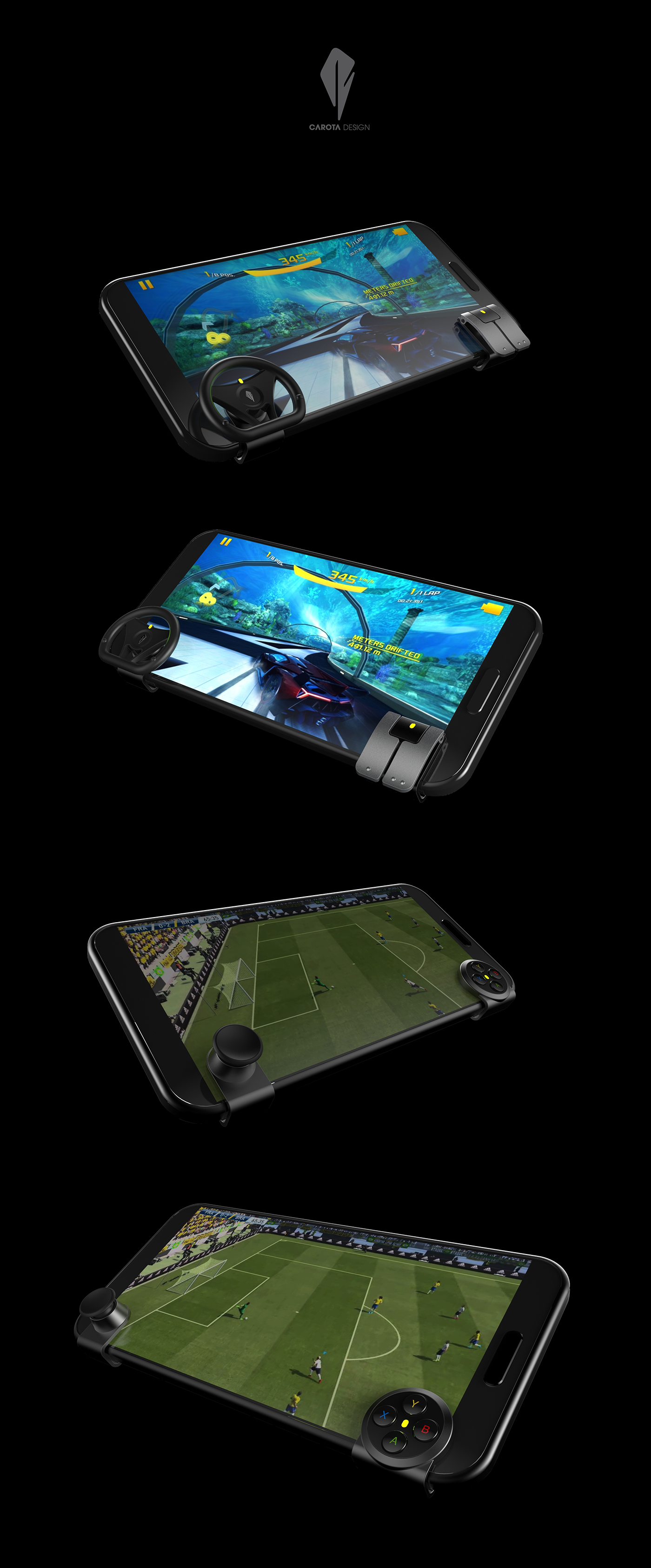 carotid，game，rocker，mobile phone，black，