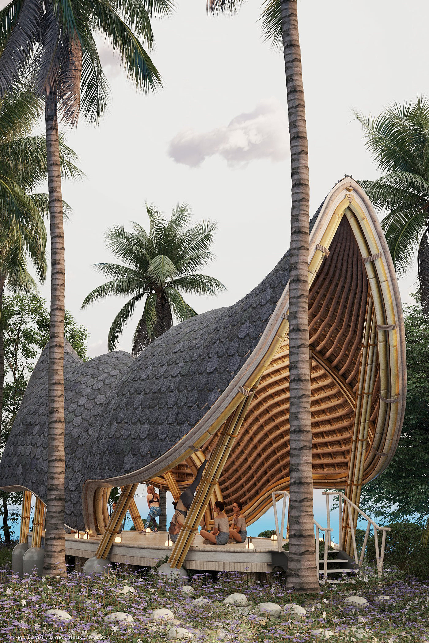 瑜伽，鲸尾，建筑设计，竹，