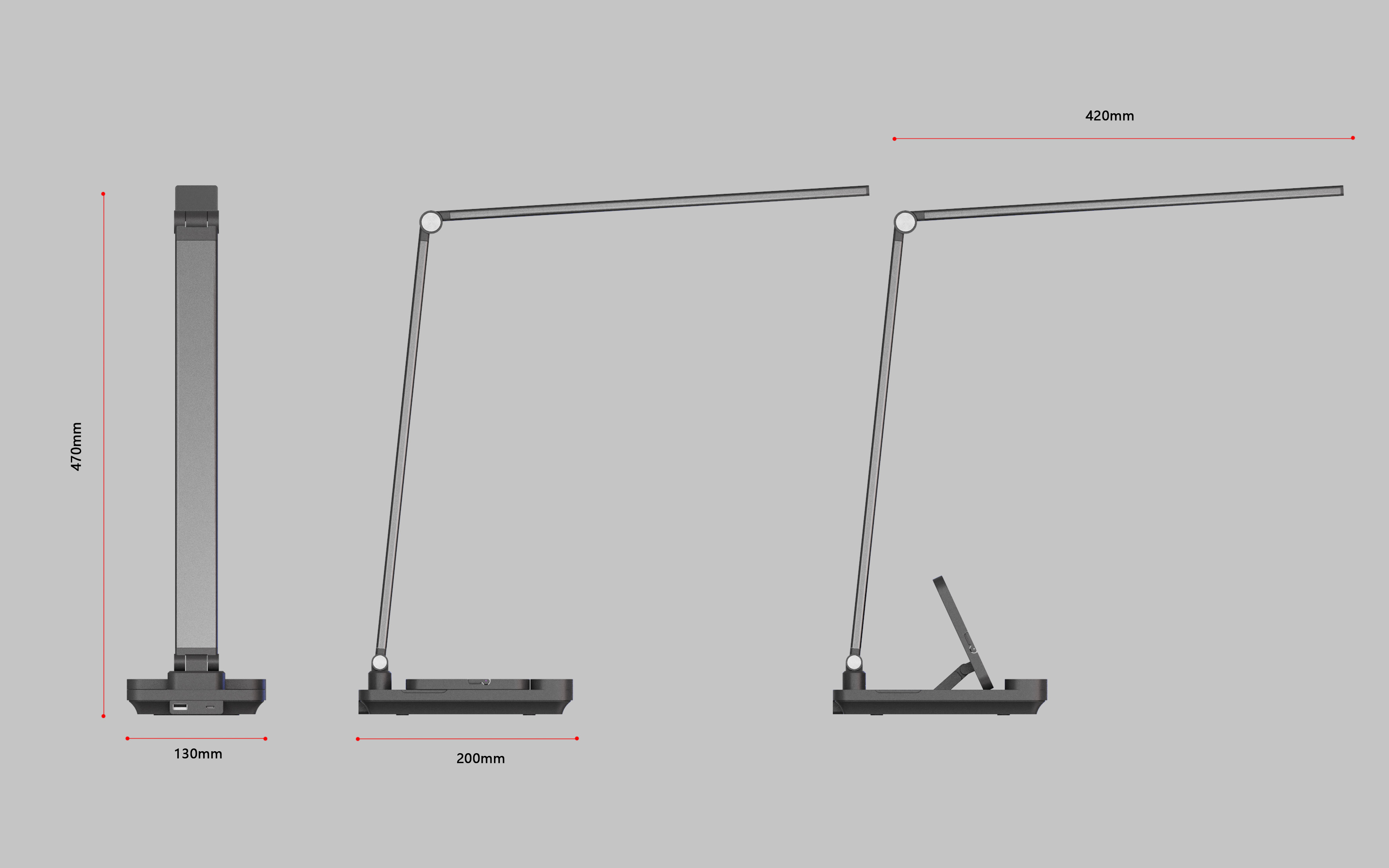 Wireless charging，fold，Desk lamp，Mobile phone bracket，