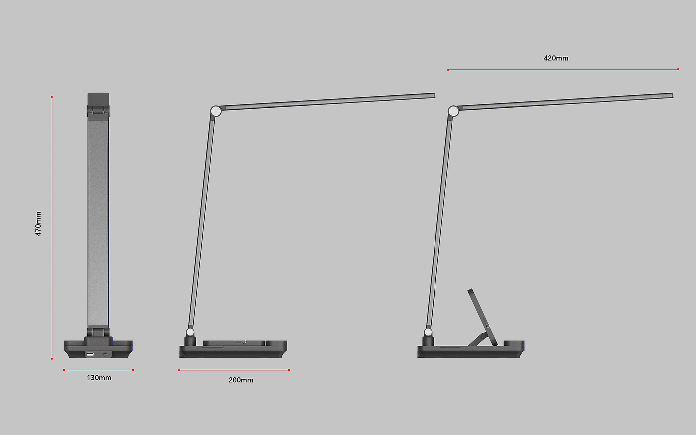 Wireless charging，fold，Desk lamp，Mobile phone bracket，