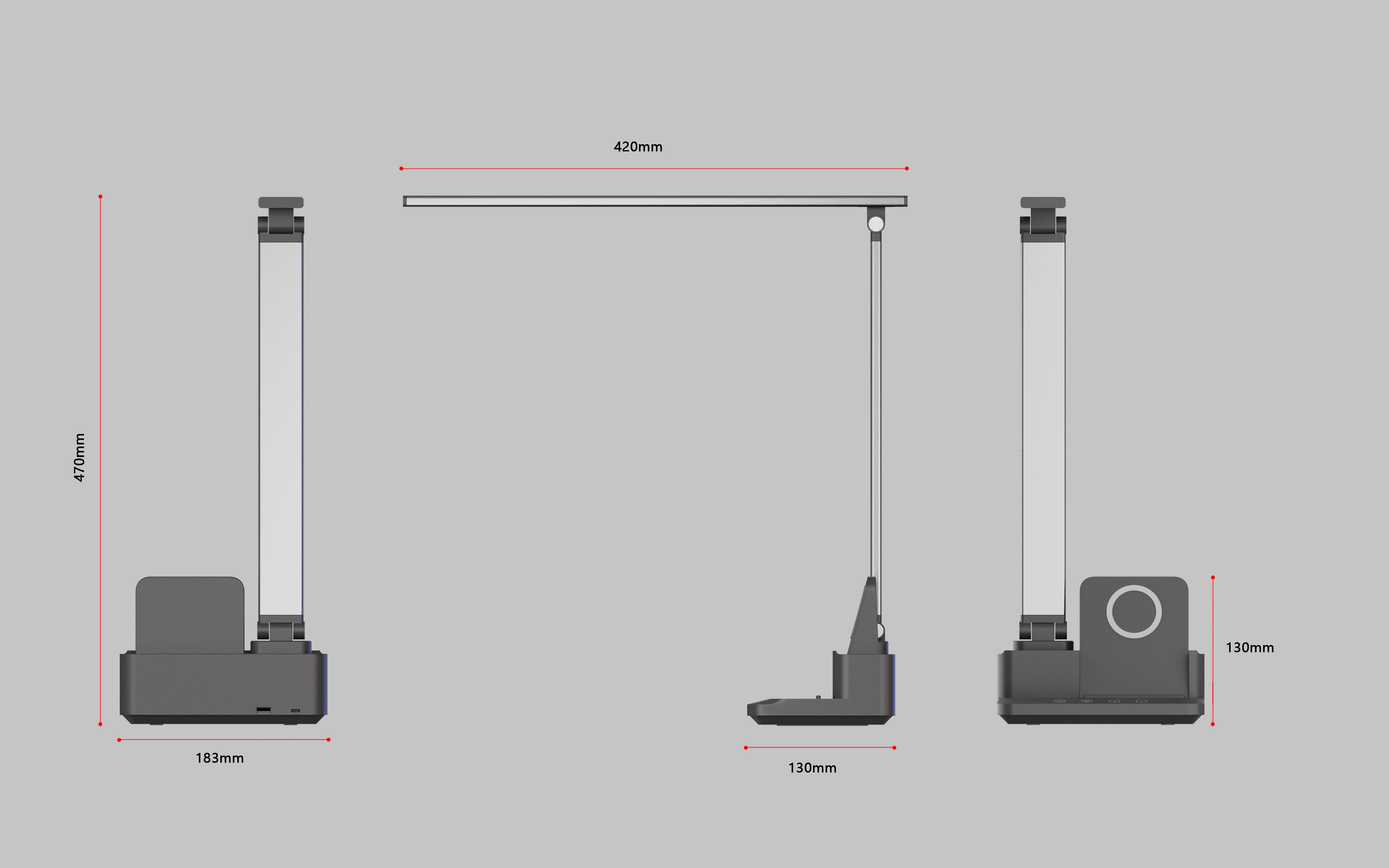 Wireless charging，fold，Desk lamp，Mobile phone bracket，