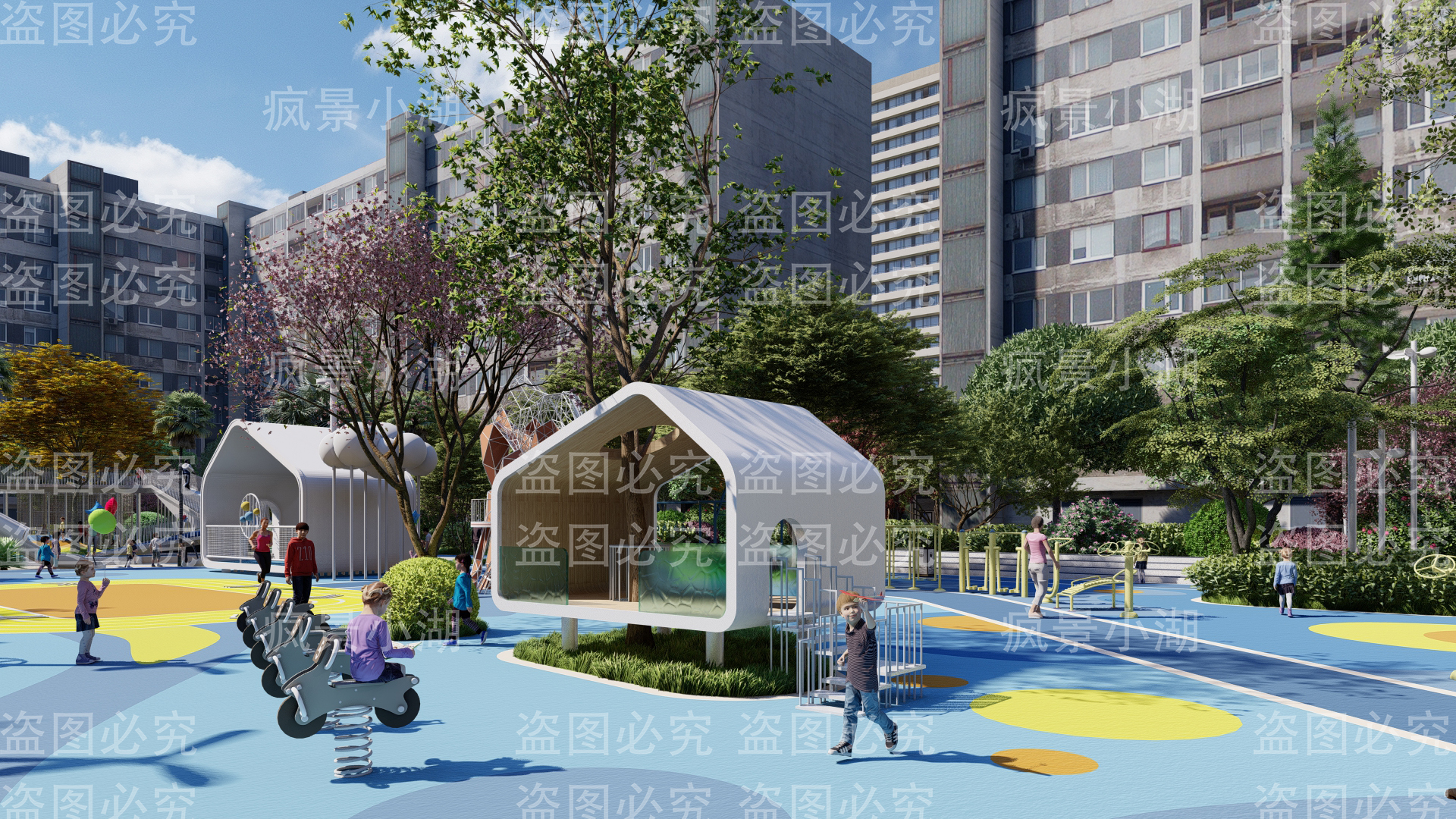 Early Childhood Activities，Children's activities，Community activity area，Landscape reconstruction，Greening planting，Residential area，Large outdoor toys，