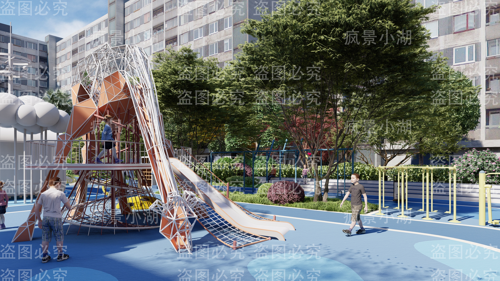 Early Childhood Activities，Children's activities，Community activity area，Landscape reconstruction，Greening planting，Residential area，Large outdoor toys，