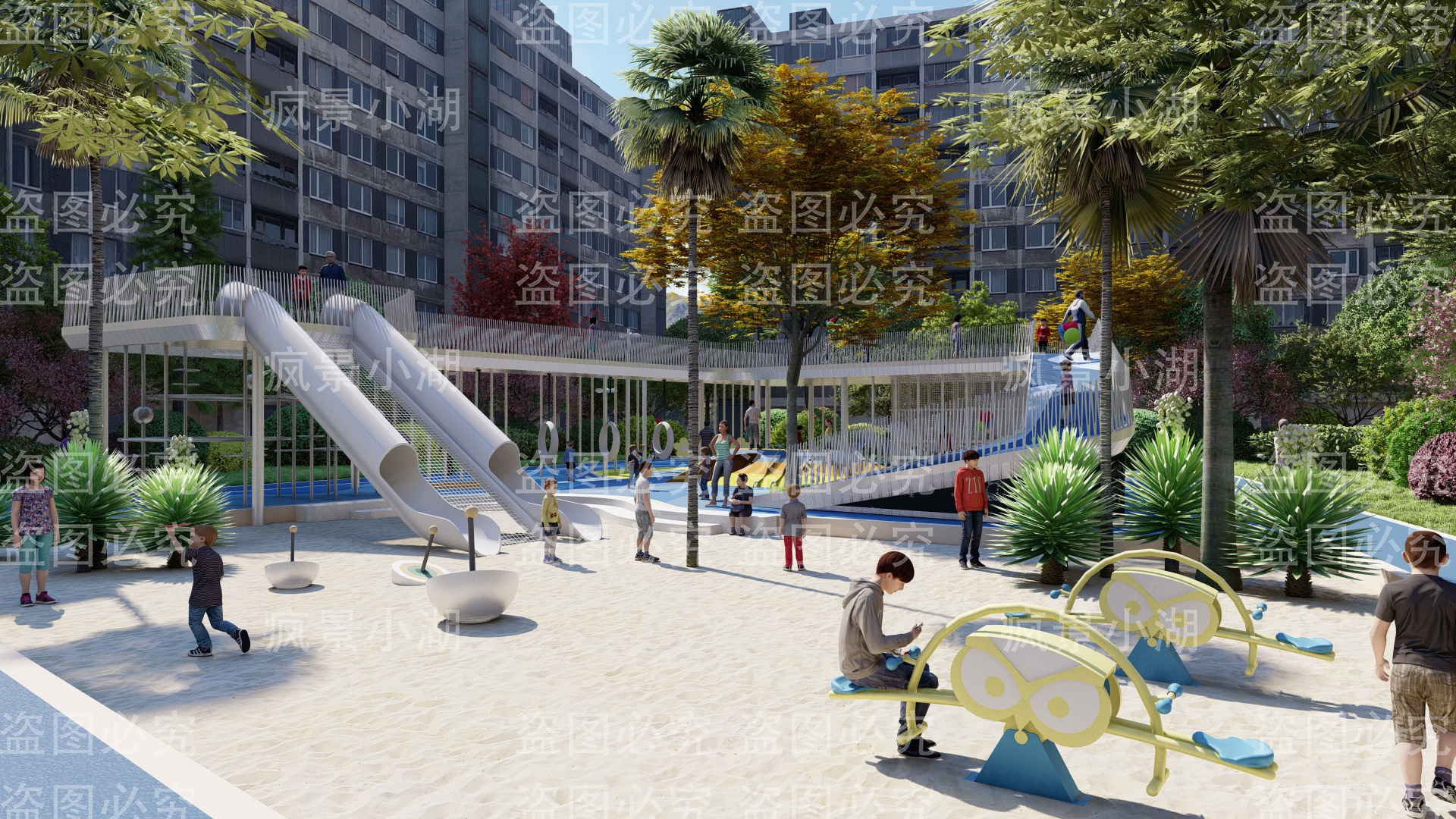 Early Childhood Activities，Children's activities，Community activity area，Landscape reconstruction，Greening planting，Residential area，Large outdoor toys，