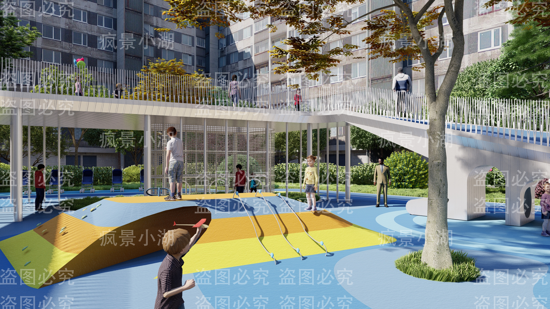 Early Childhood Activities，Children's activities，Community activity area，Landscape reconstruction，Greening planting，Residential area，Large outdoor toys，