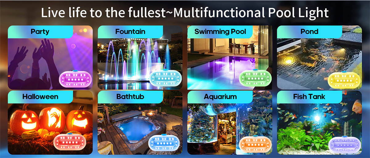 IP68 waterproof，underwater lamp，Swimming pool lamp，RGB effect，