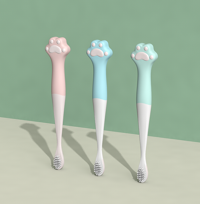 Children's hands coated toothbrush, colorful, cute appearance，