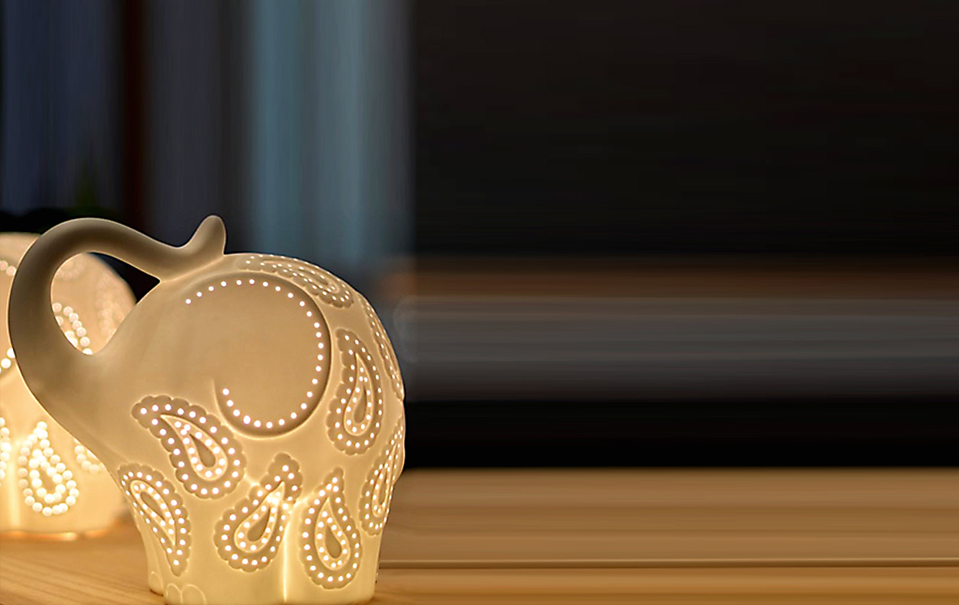 New Youth，environment protection，Ceramic lamp，Auspicious elephant，