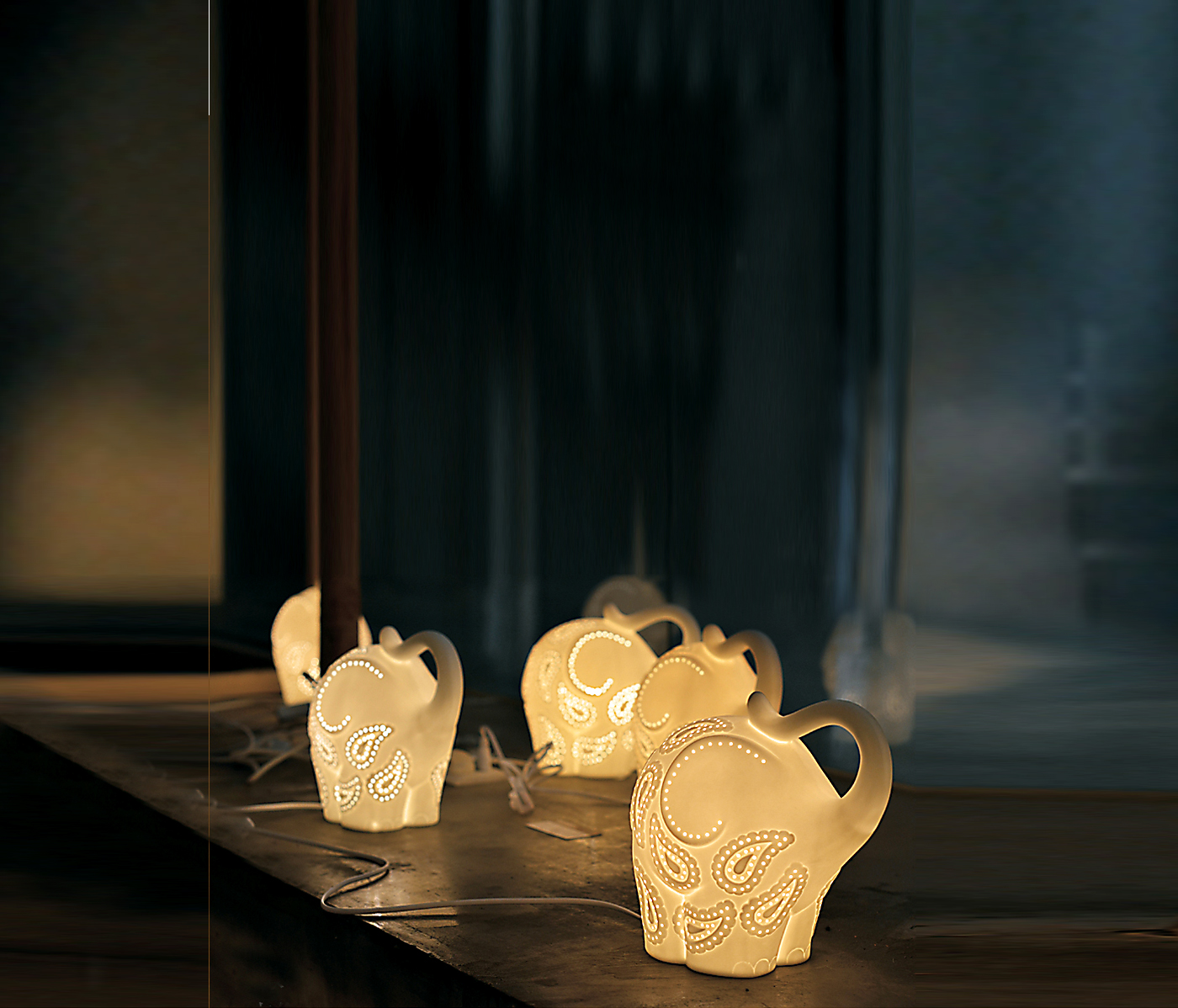 New Youth，environment protection，Ceramic lamp，Auspicious elephant，