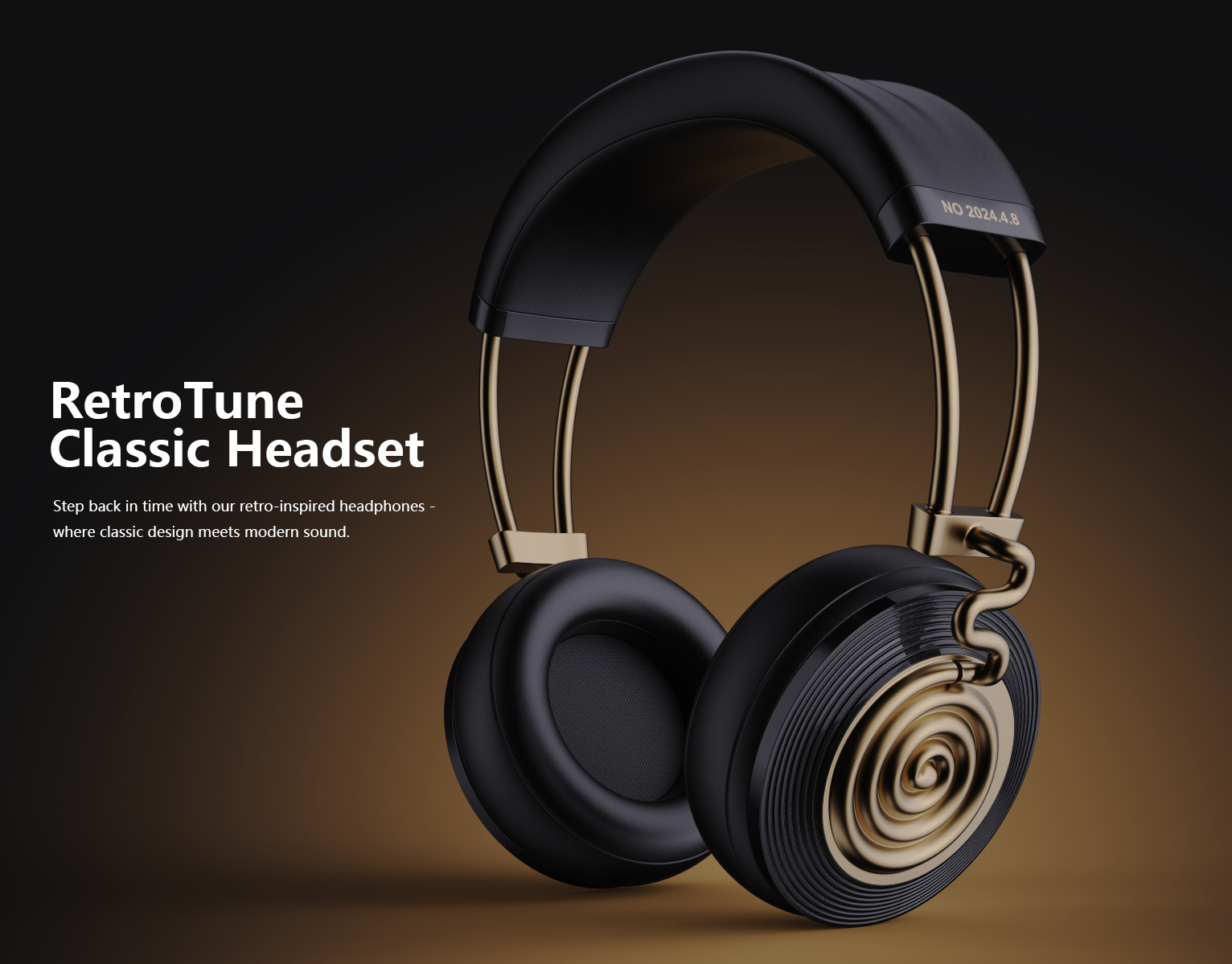 Bluetooth headset, vinyl record, record player, retro design，