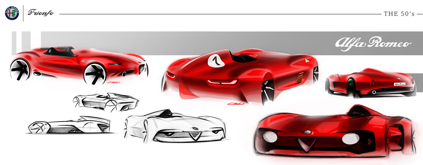 alfa romeo ，Sports car，racing，Hand drawn，