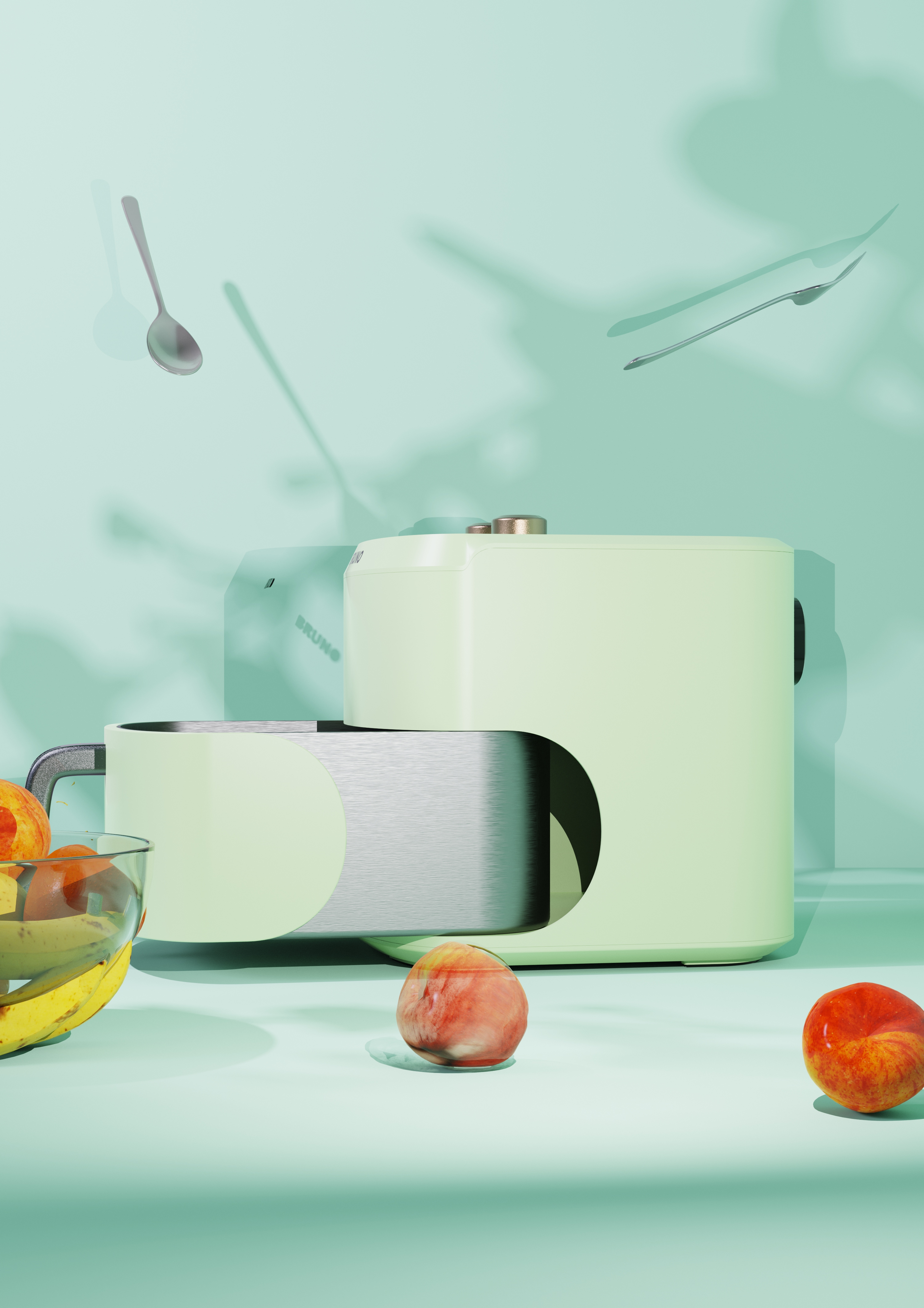 product design，Household appliances，Home appliance design，Air fryer，Product rendering，industrial design，Kitchenware，