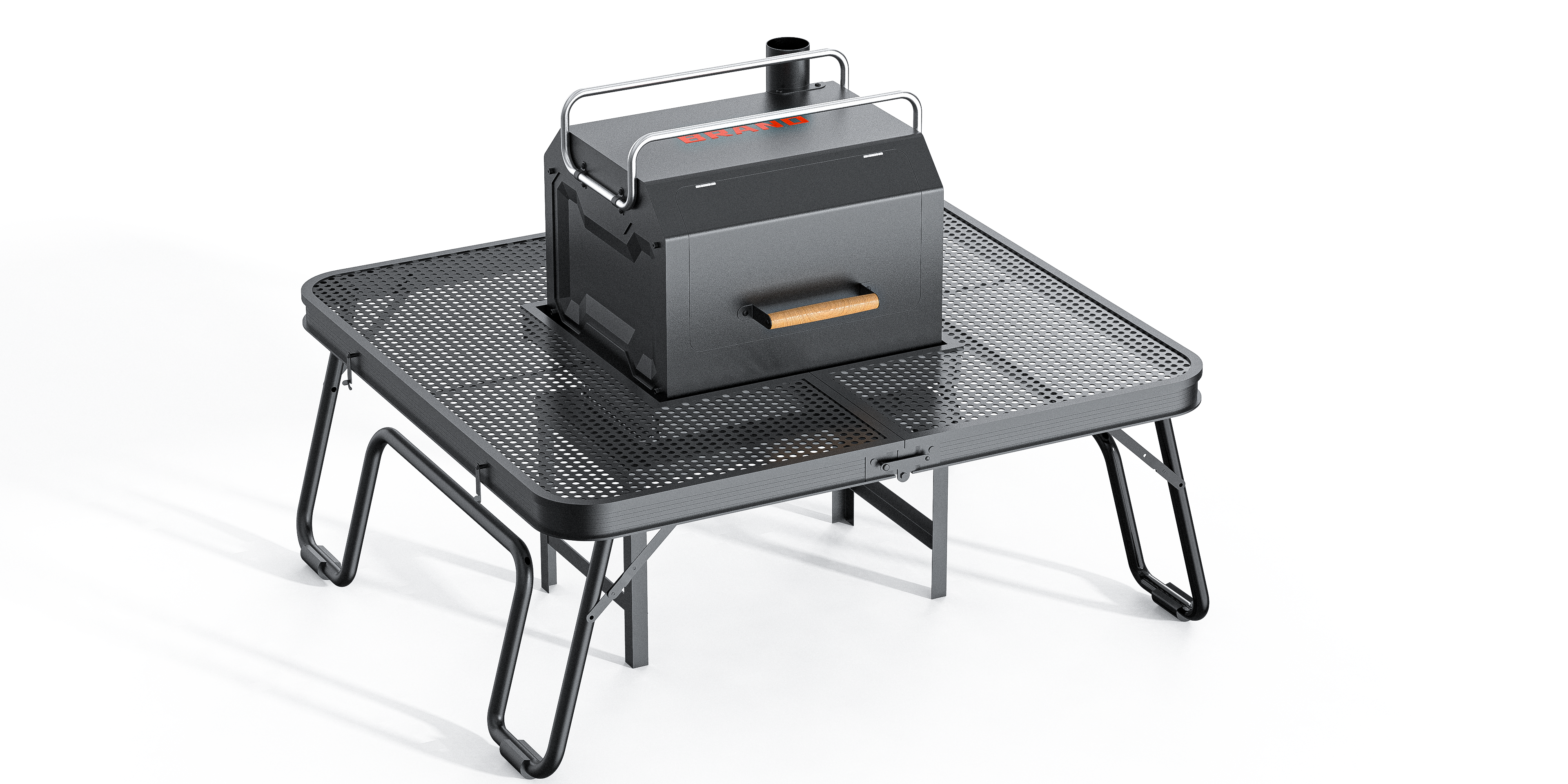 outdoors，baking stove，sheet metal，black，