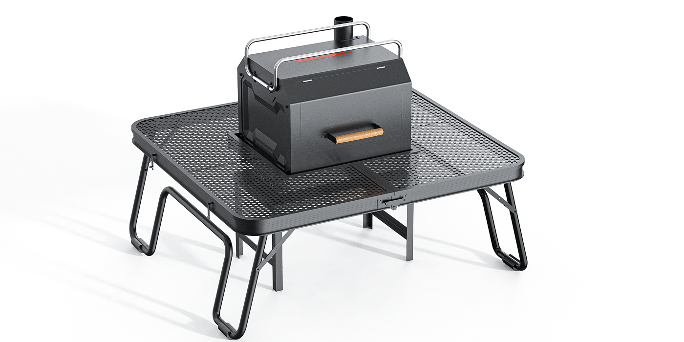 outdoors，baking stove，sheet metal，black，