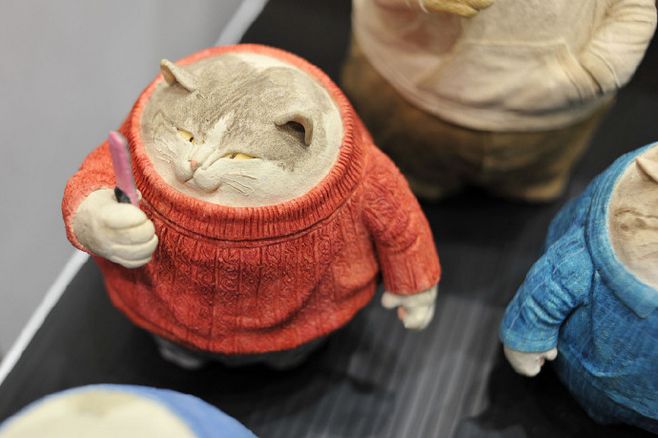 Sculpture，Toy design，Brain hole，lovely，cute pet，lady baby ，Charmingly naive，Clay modeling，Bionics Design ，cat，