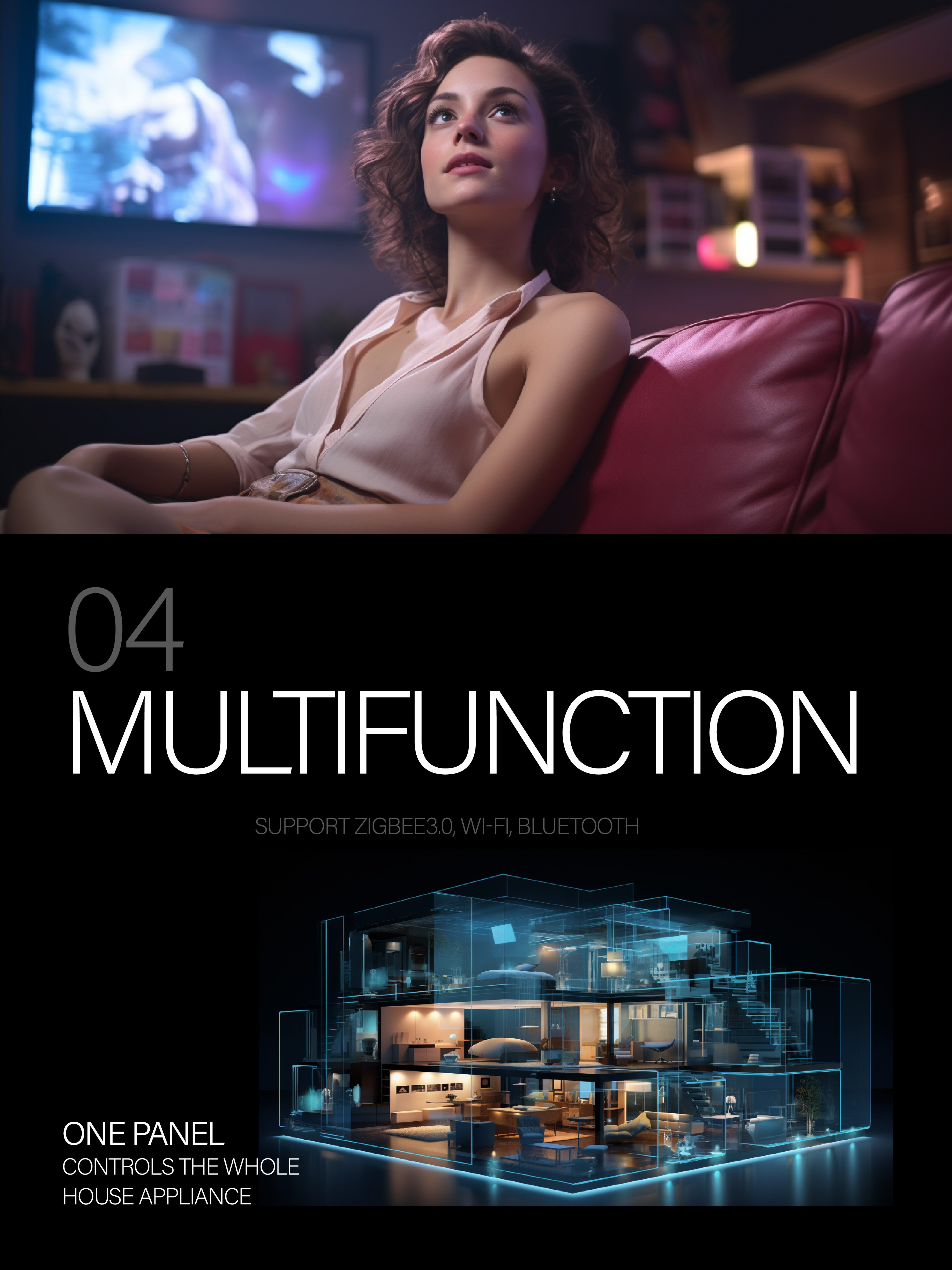 Smart home，switch，panel，AIGC，conceptual design，Appearance design，household electrical appliances，