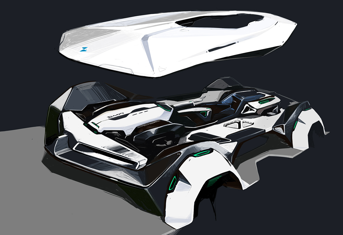 bmw，bmw，Sports car，concept，Hand drawn，sketch，