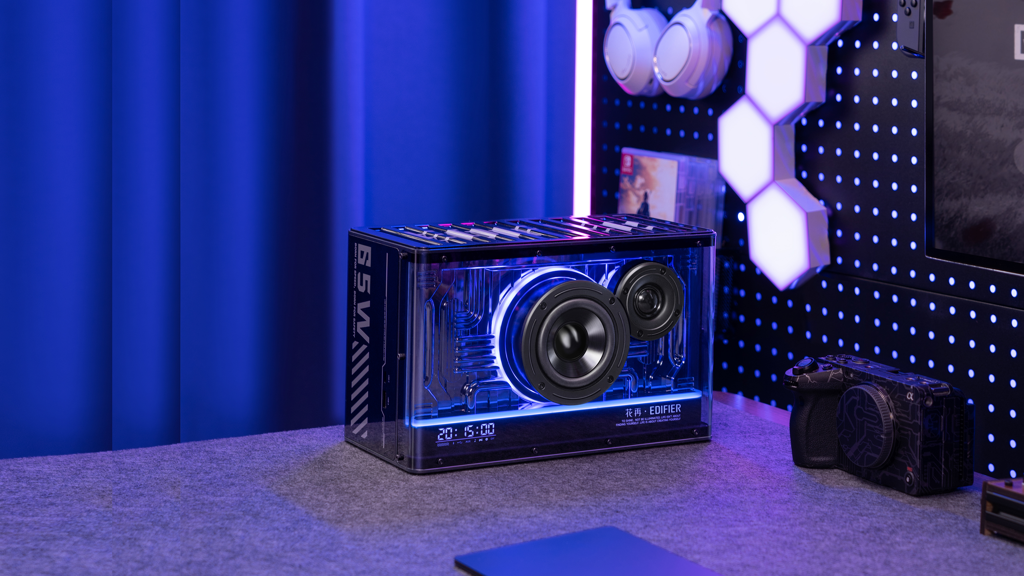 loudspeaker box，light cold，Gallium nitride，flowers again，Rambler，Container，desktop，E-sports，