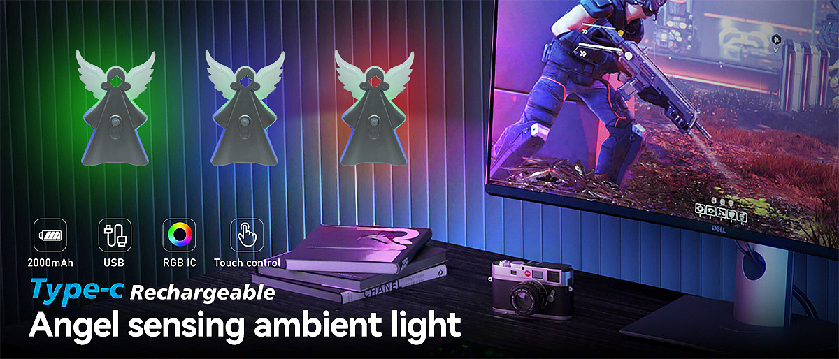 RGB，Induction lamp，Multiple modes of DIY，Angel modeling，New Children's Room Angel Wall Lamp，Christmas Halloween Children's Gift Explosions，