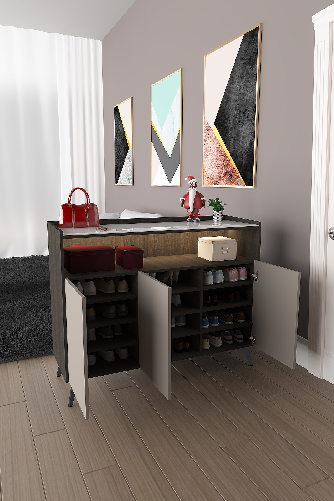 Shoe Cabinet Modeling，Furniture modeling，3dmax，