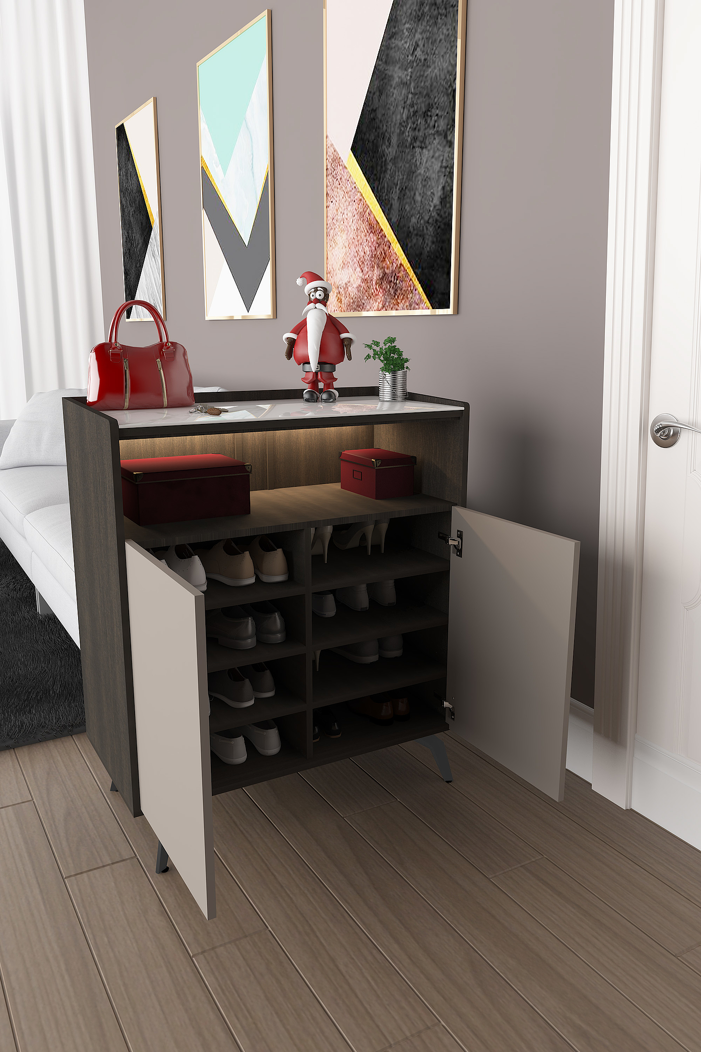 Shoe Cabinet Modeling，Furniture modeling，3dmax，