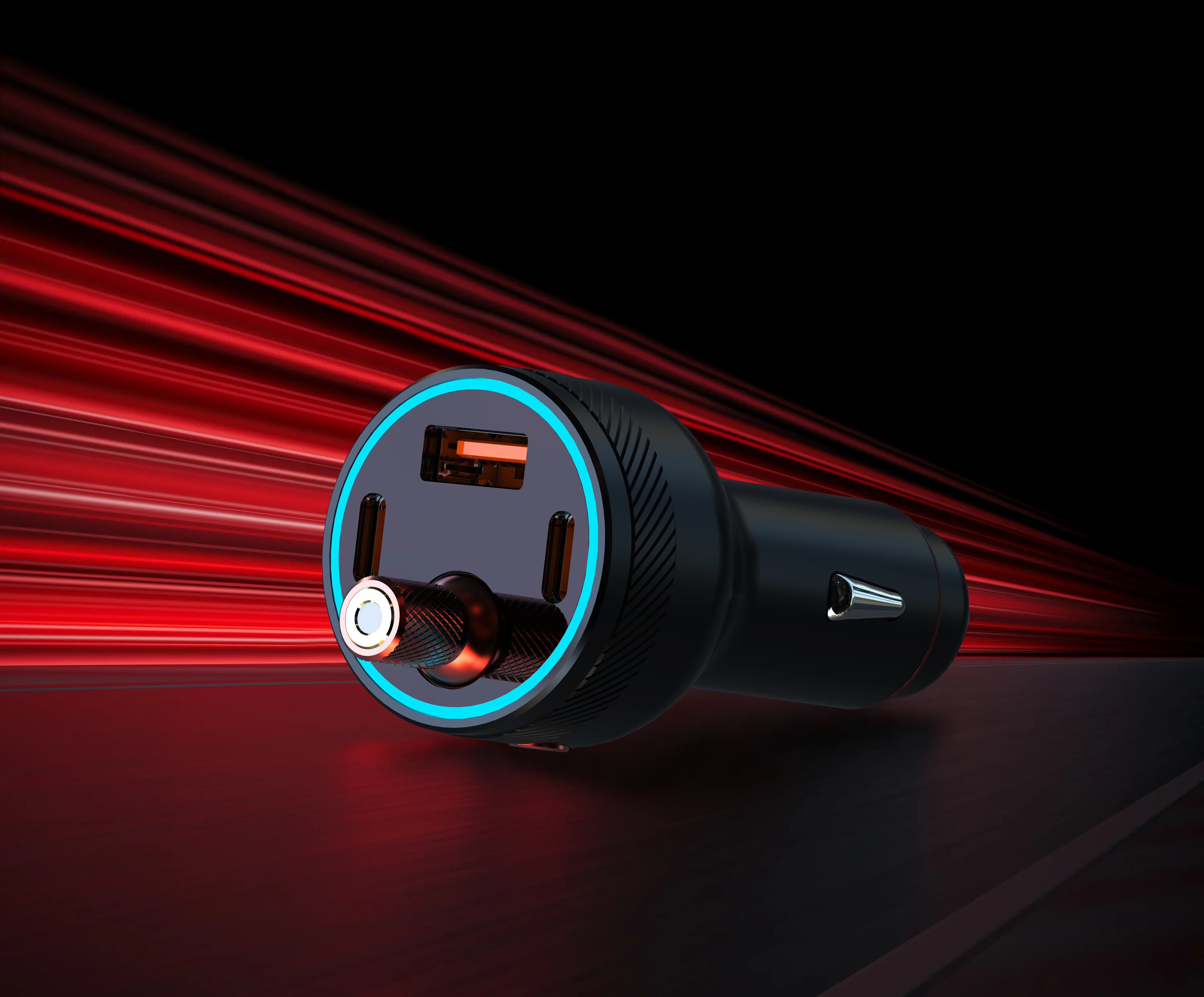 Car charger，3C products，industrial design，On board converter，Digital product rendering，Starsky Top，The cigarette lighter，