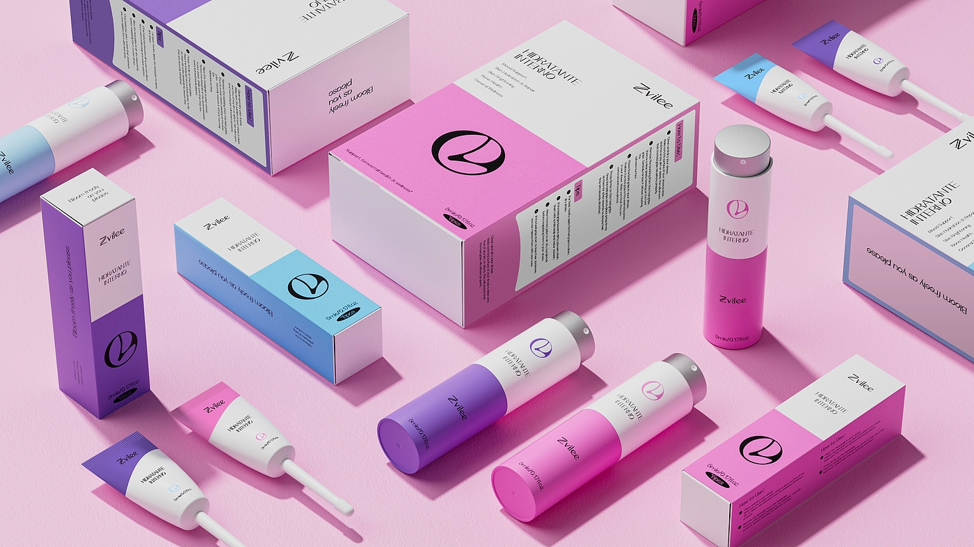 Private Care Brand，female sex，Brand VI，C4D rendering，