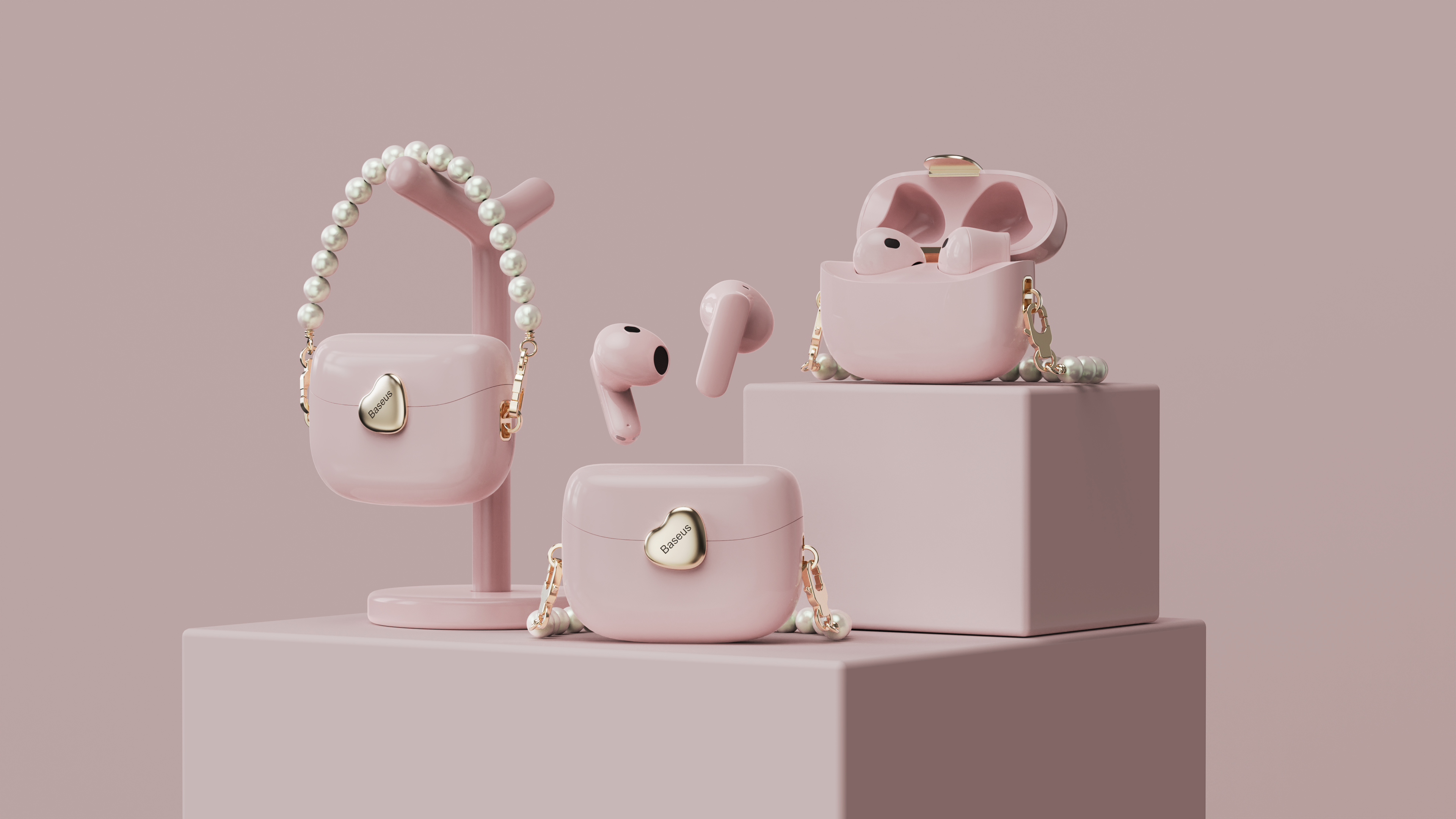 tws，Bluetooth headset，Bag，female sex，dopamine，color，trend，