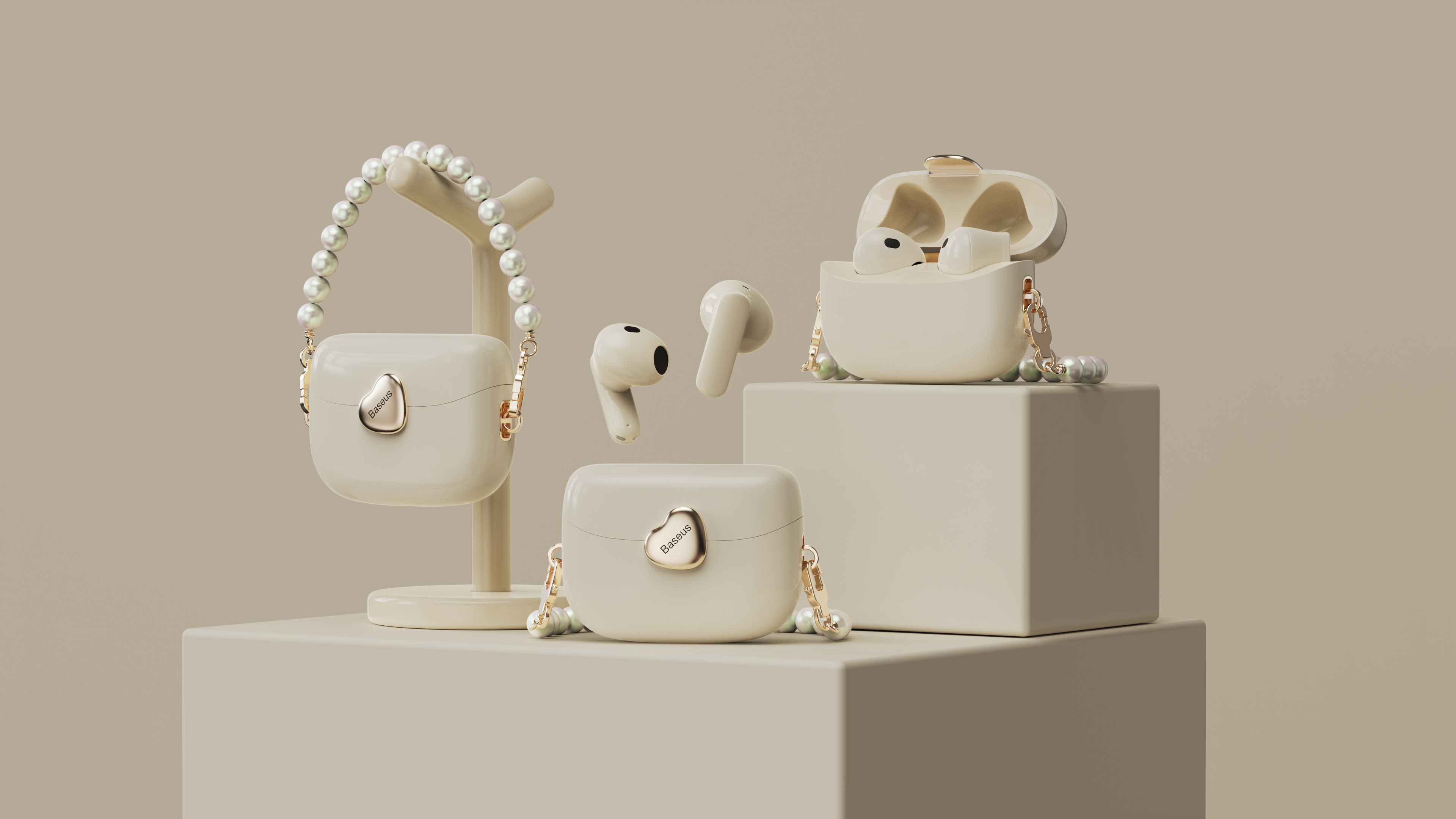 tws，Bluetooth headset，Bag，female sex，dopamine，color，trend，