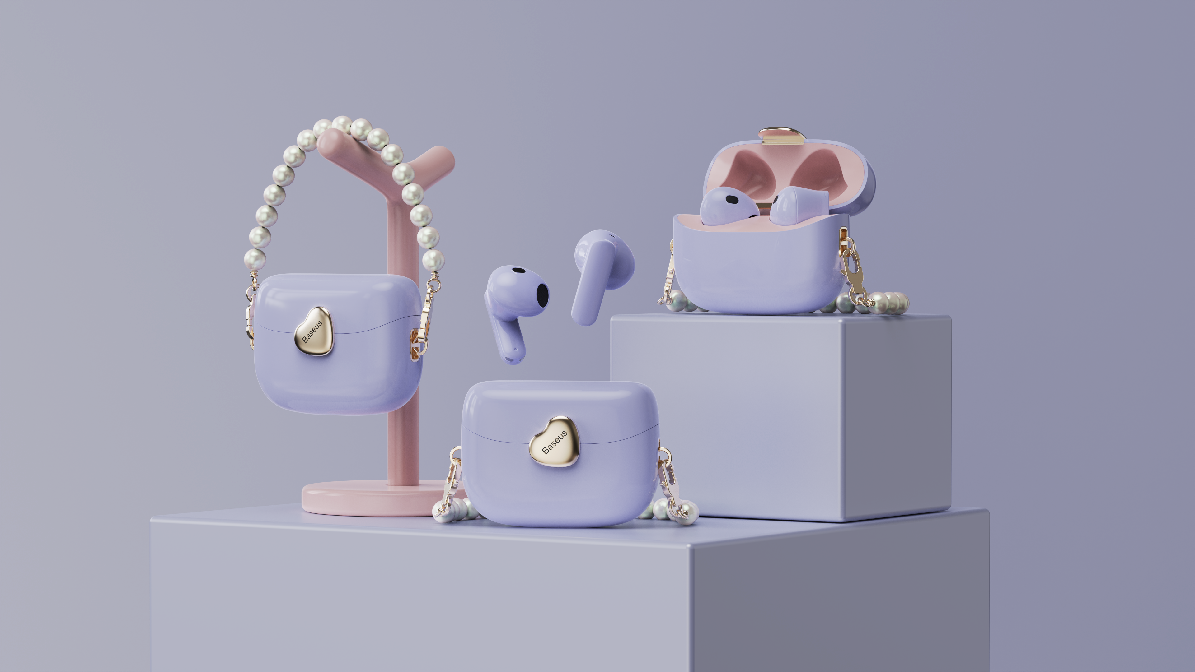 tws，Bluetooth headset，Bag，female sex，dopamine，color，trend，