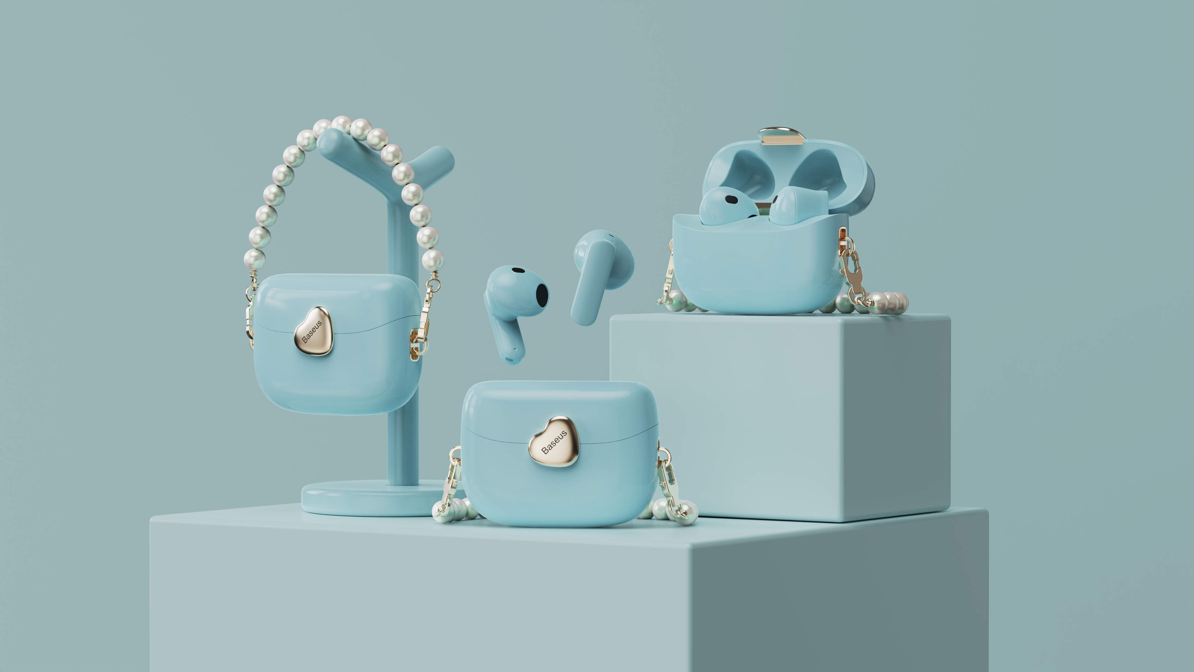 tws，Bluetooth headset，Bag，female sex，dopamine，color，trend，