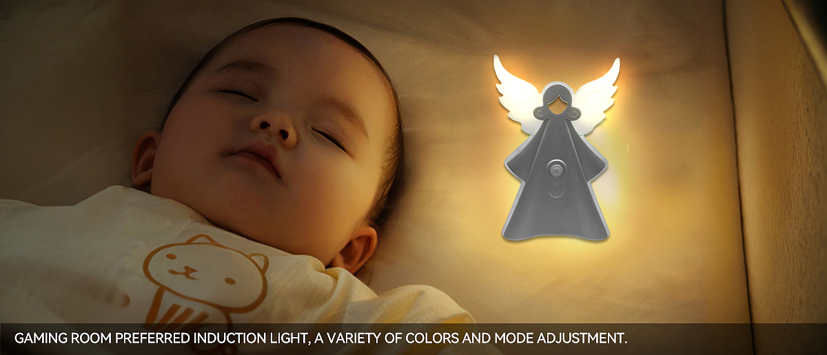 RGB，Induction lamp，Multiple modes of DIY，Angel modeling，New Children's Room Angel Wall Lamp，Christmas Halloween Children's Gift Explosions，