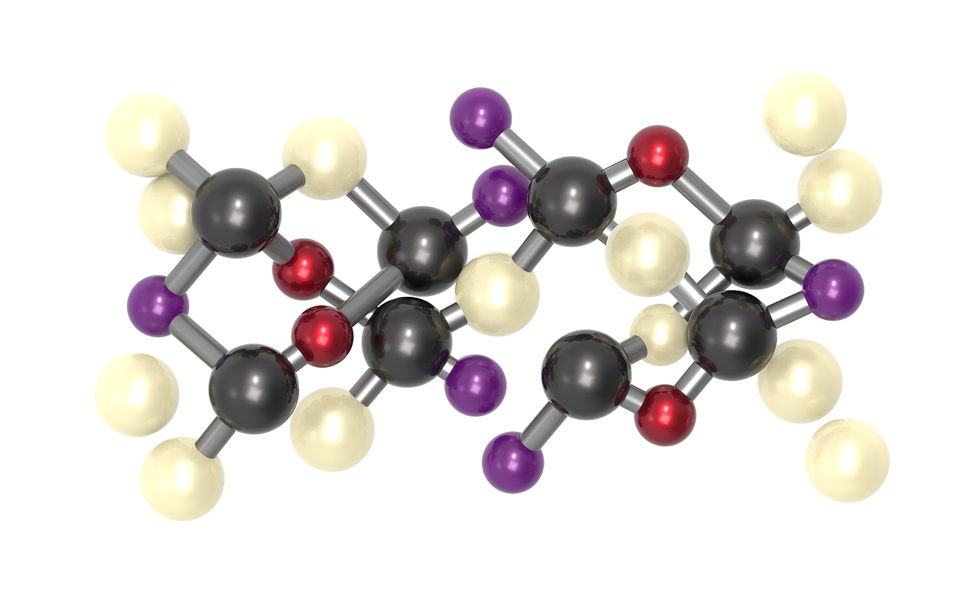 atomic nucleus，molecular chain，Calcium carbonate，Model，