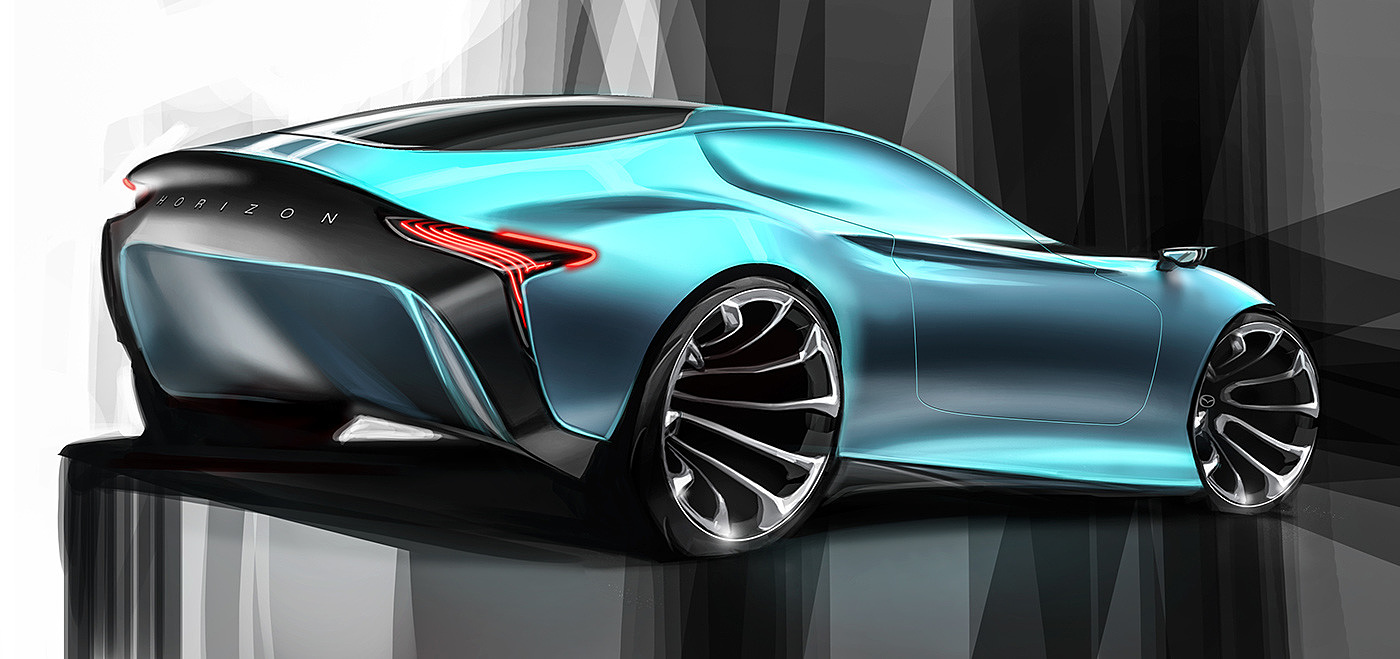 Mazda，Sports car，concept，Hand drawn，