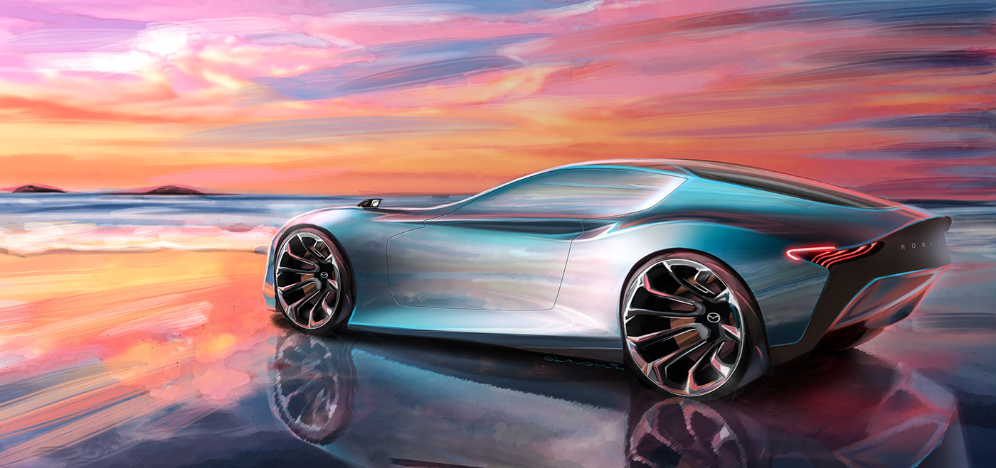 Mazda，Sports car，concept，Hand drawn，