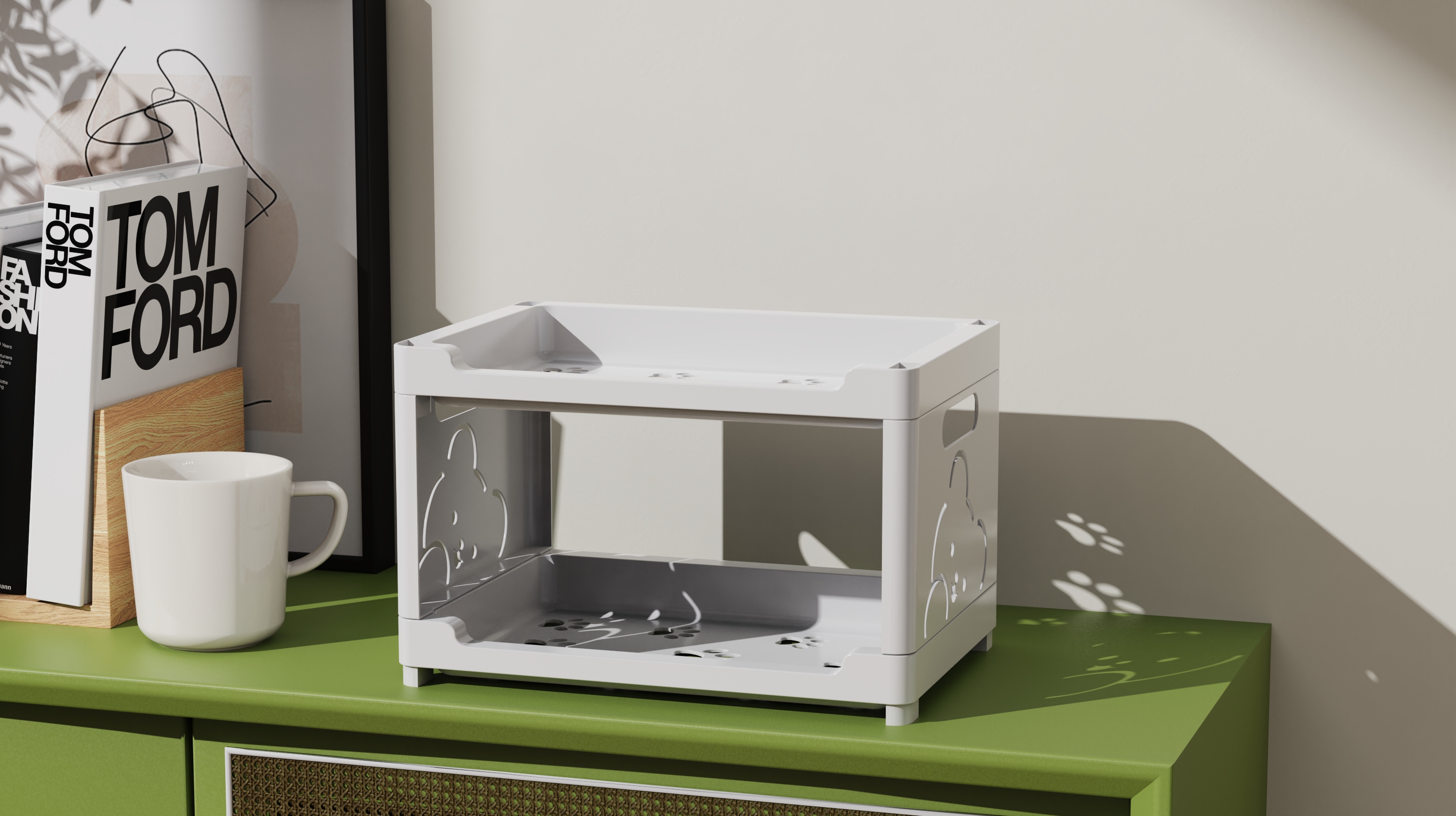 Second-floor storage rack，Desktop storage，Lovely wind，Plastic products，