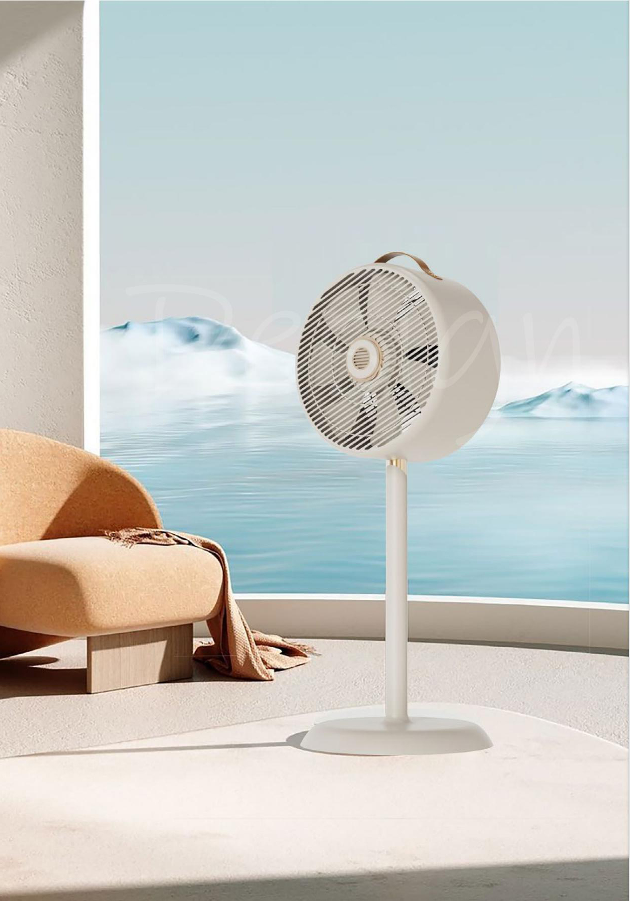 Floor Fan Design，Light luxury style，Cream，Diablo color scheme，Electric fan design，Small household appliance design，