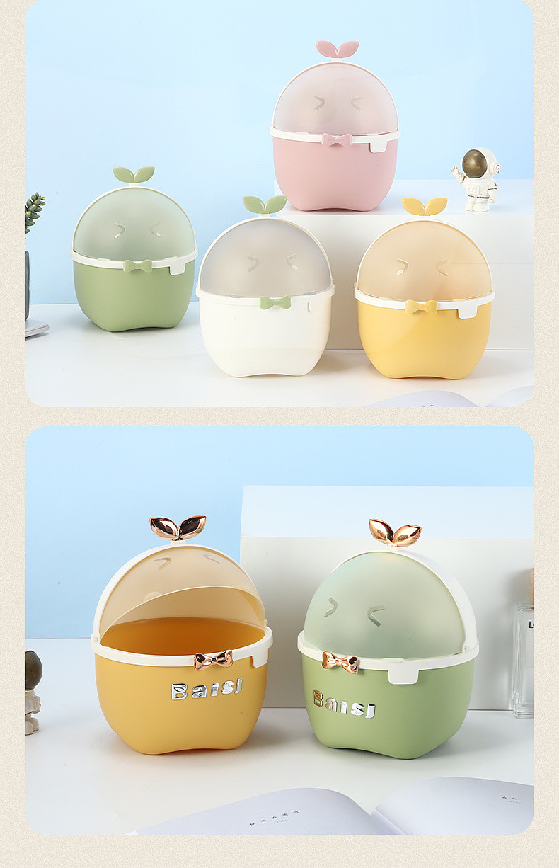 Desktop trash can，Plastic，lovely，Cute fun，clamshell，electroplate，Light luxury，trash can，