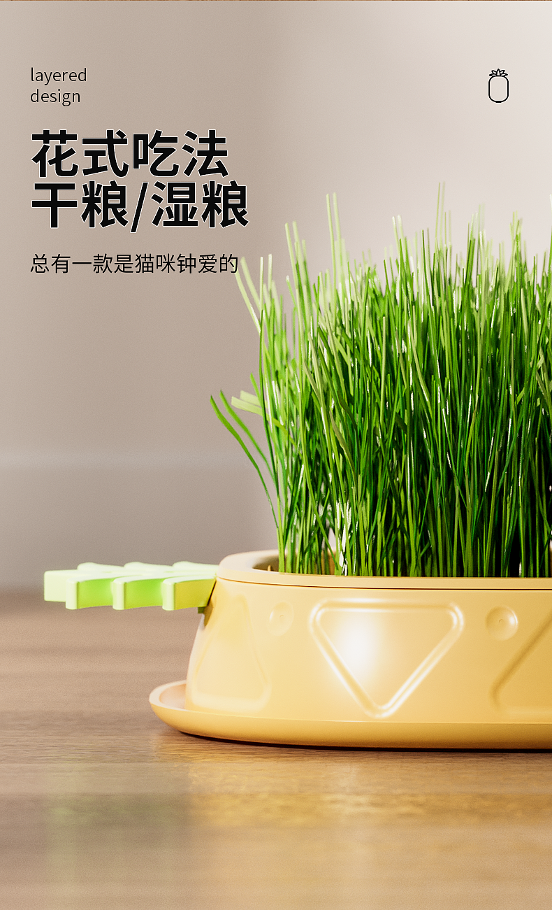 Pets，cat，Cat grass box，pineapple，Detail page，Render，