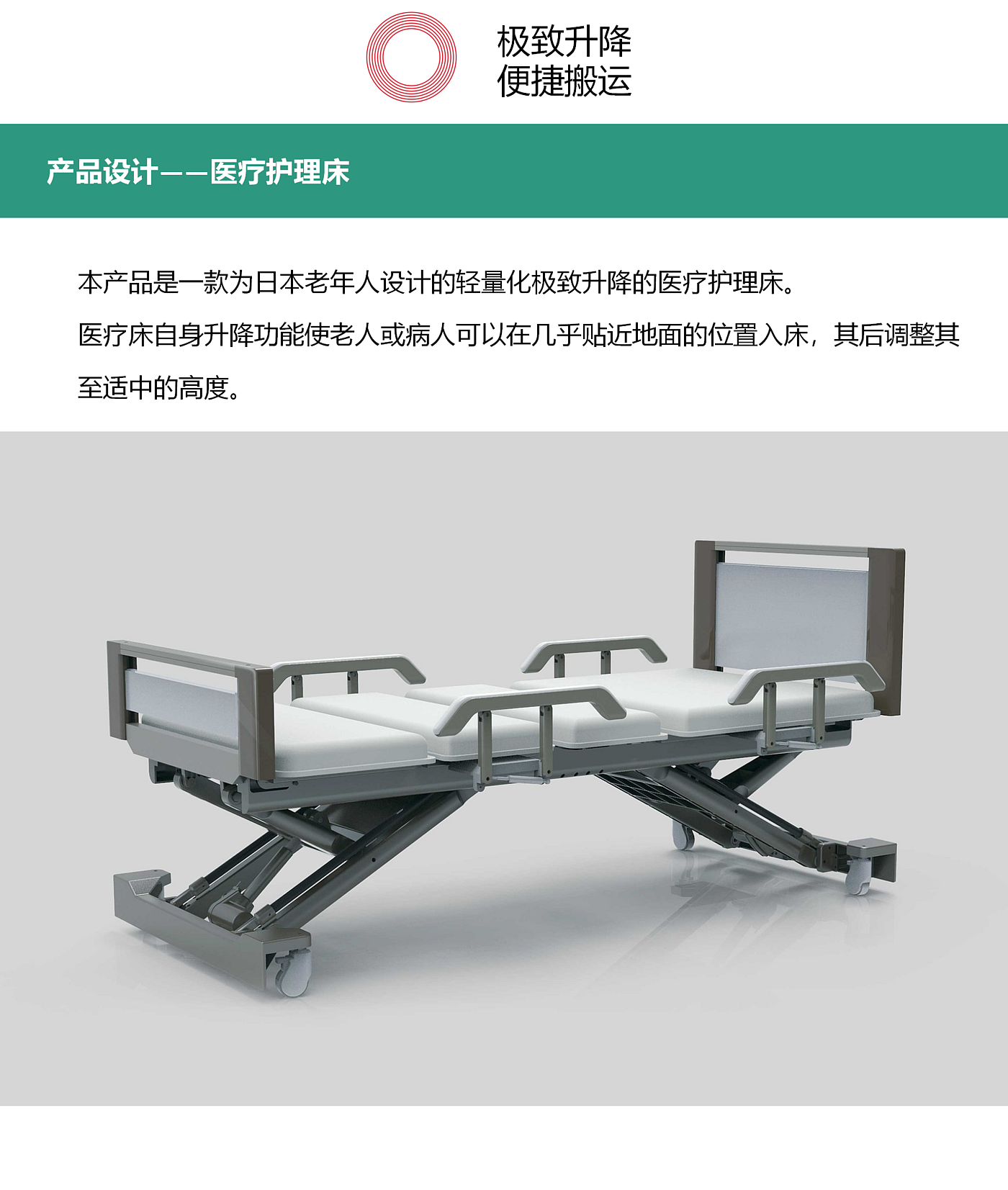 medical care，Medical bed，Lightweight，Free lifting，Designed for the elderly，population ageing，medical care，